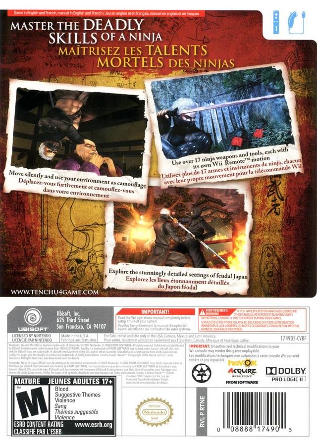 Tenchu: Shadow Assassins - Nintendo Wii [Pre-Owned] Video Games Ubisoft   