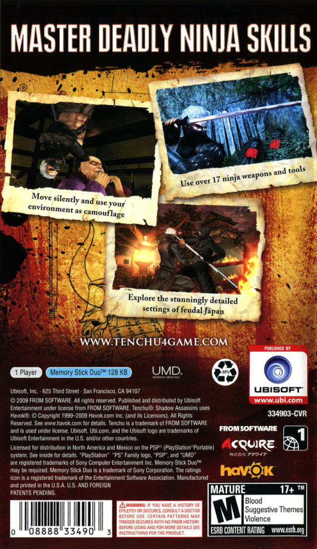 Tenchu: Shadow Assassins - Sony PSP [Pre-Owned] Video Games Ubisoft