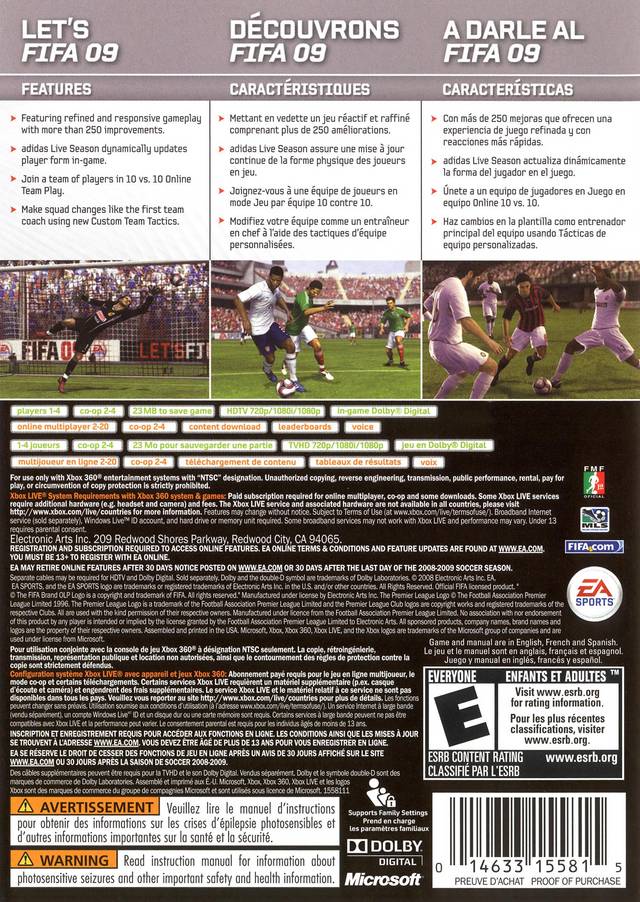 FIFA Soccer 09 - Xbox 360 [Pre-Owned] Video Games EA Sports   