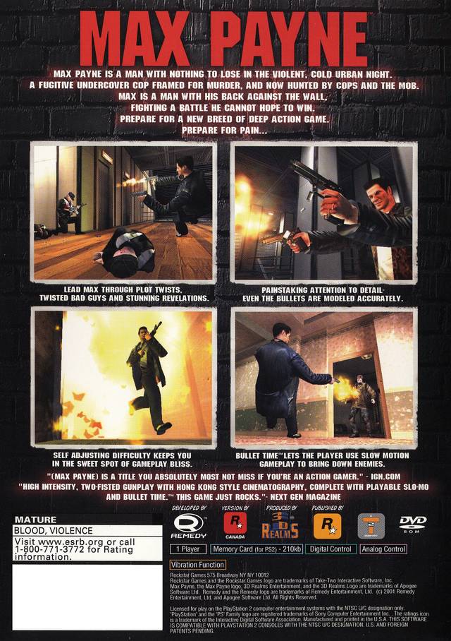 Max Payne (Greatest Hits) - (PS2) PlayStation 2 Video Games Rockstar Games   