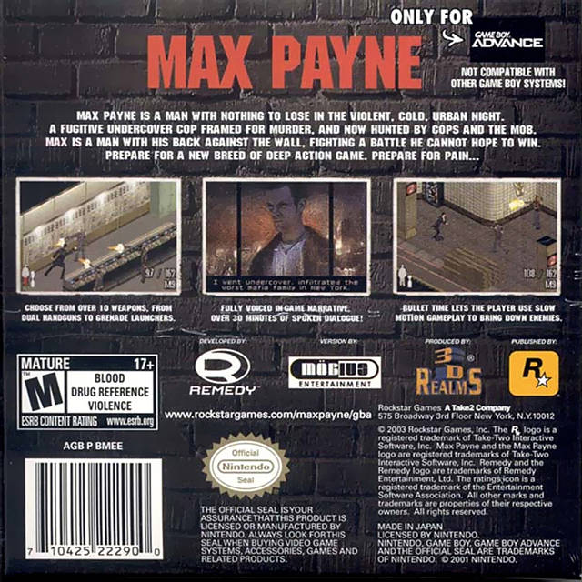 Max Payne - (GBA) Game Boy Advance Video Games Rockstar Games   