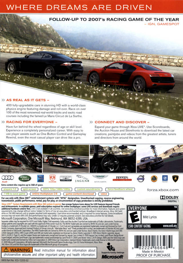 Forza Motorsport 3 - Xbox 360 [Pre-Owned] Video Games Microsoft Game Studios   