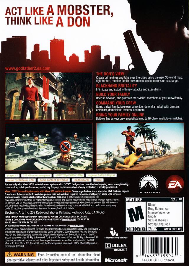 The Godfather II - Xbox 360 [Pre-Owned] Video Games Electronic Arts   