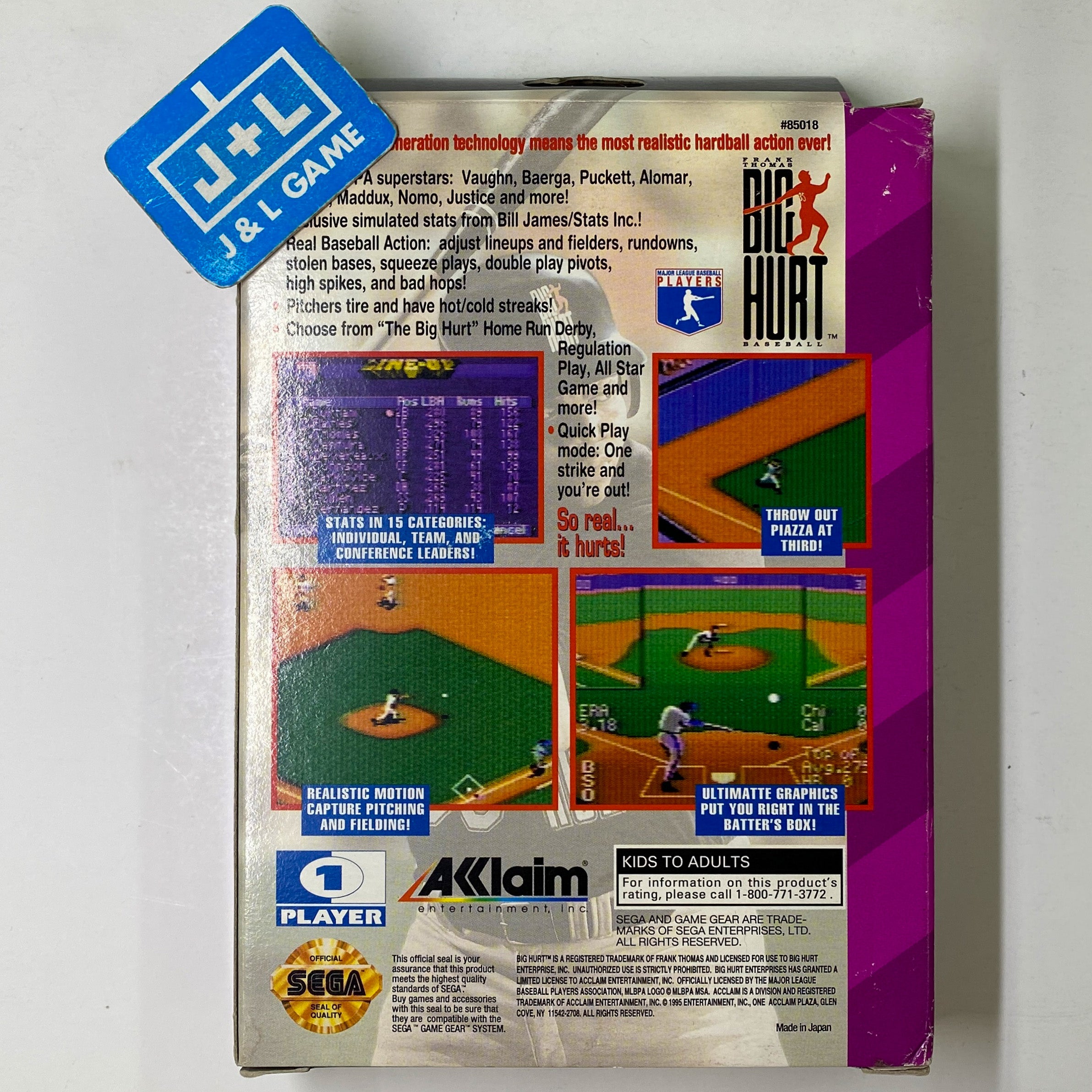 Frank Thomas Big Hurt Baseball - SEGA GameGear [Pre-Owned] Video Games Acclaim   