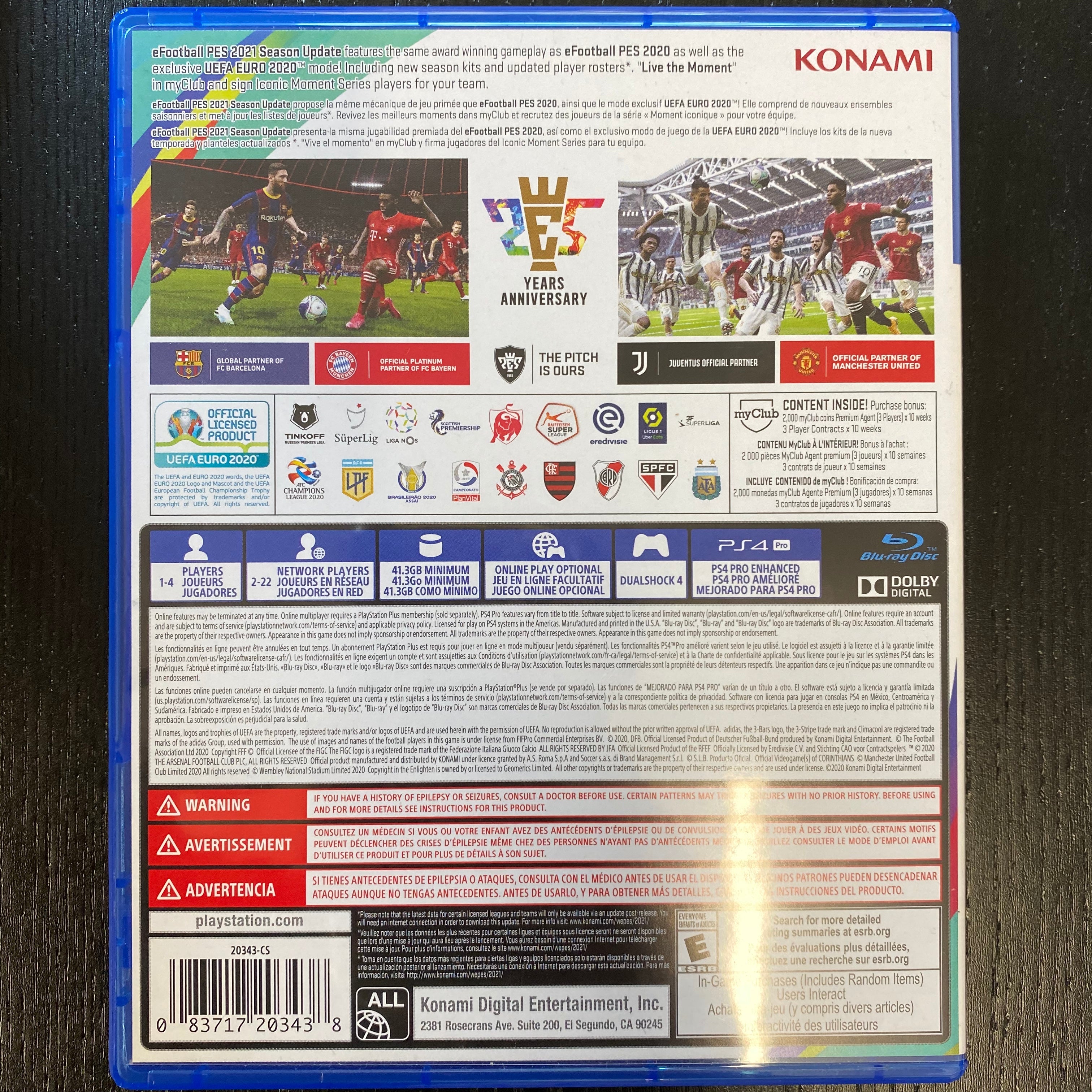 eFootball PES 2021 Season Update - (PS4) PlayStation 4 [UNBOXING] Video Games Konami   