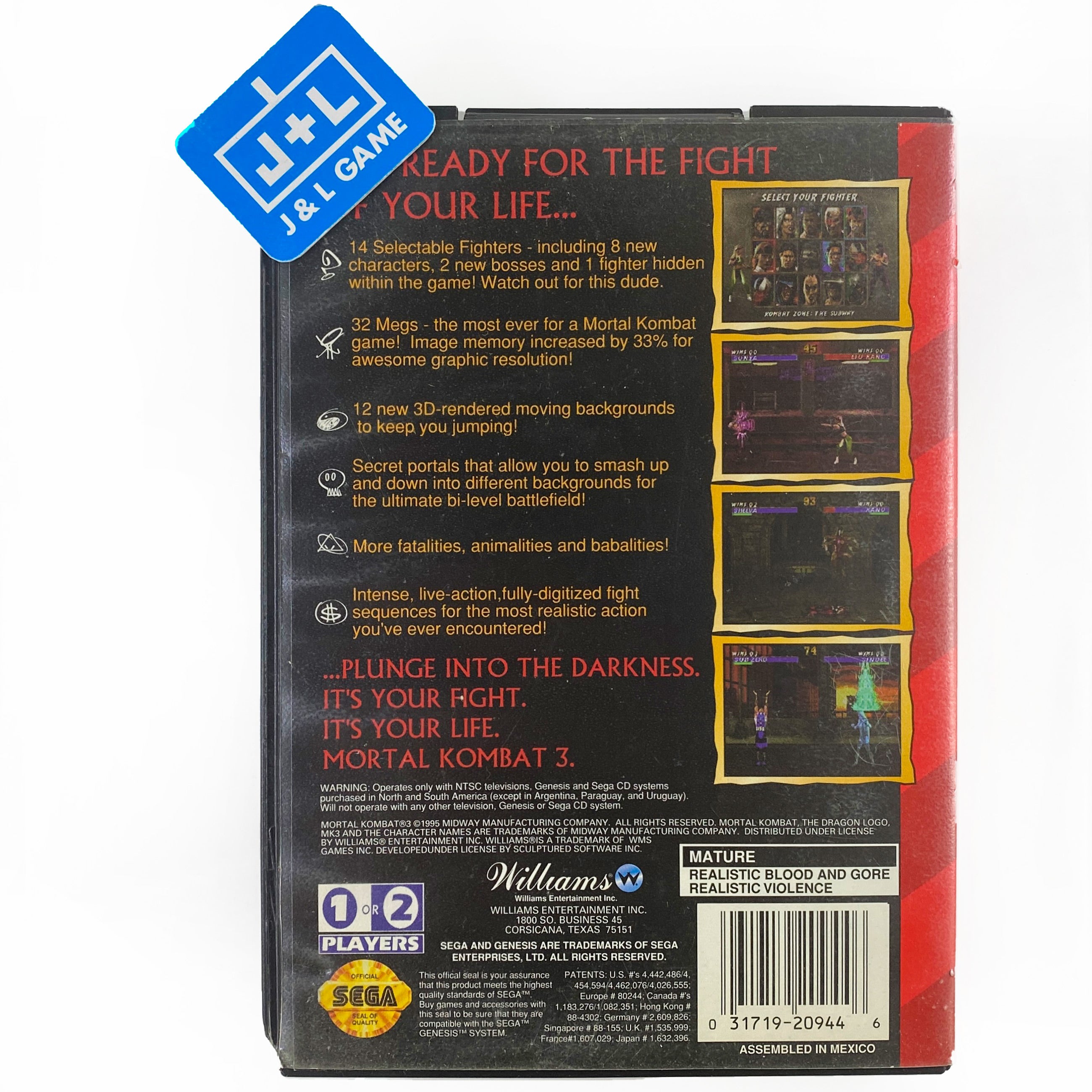 Mortal Kombat 3 - (SG) SEGA Genesis [Pre-Owned] Video Games Williams   