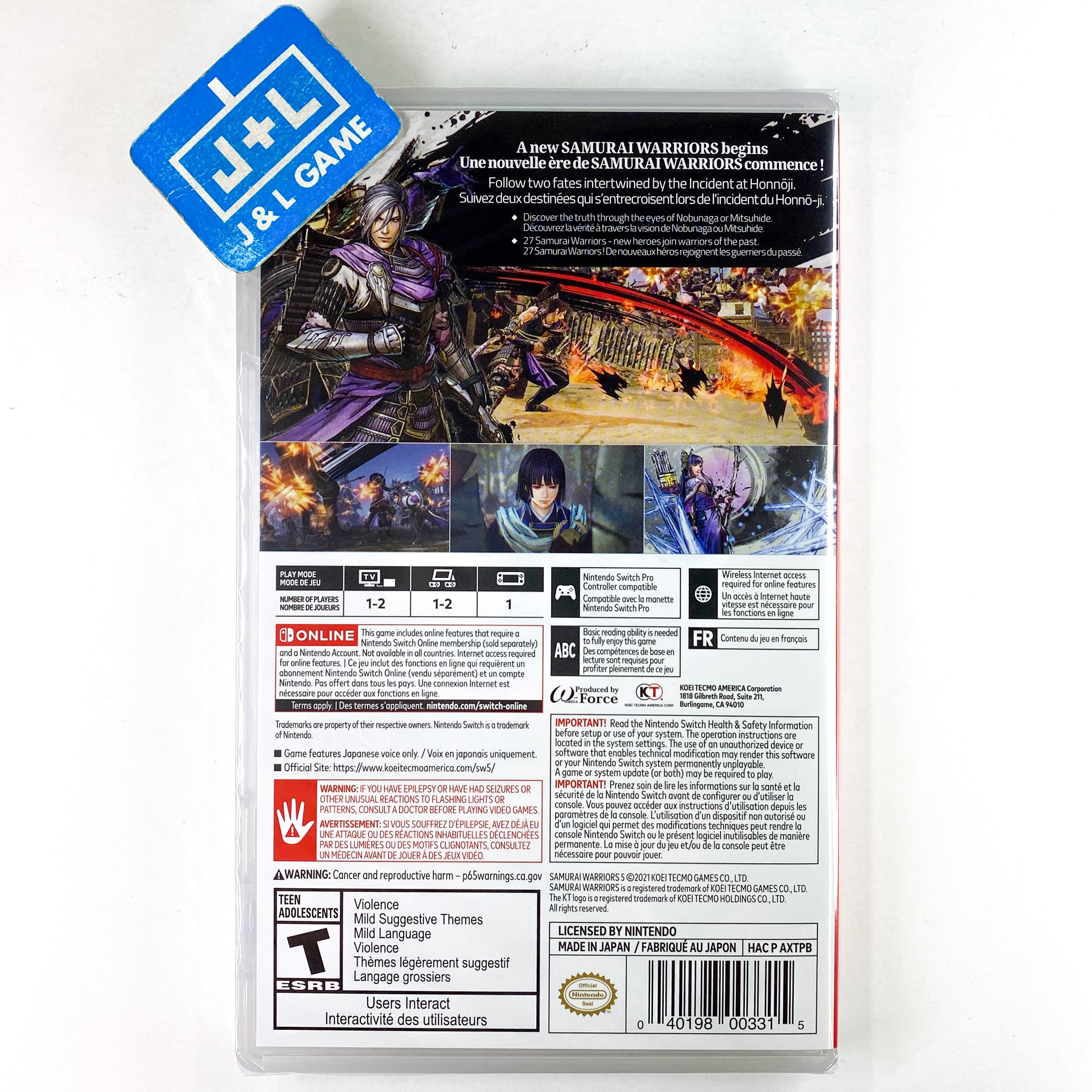 Samurai Warriors 5 - (NSW) Nintendo Switch Video Games Koei Tecmo Games   