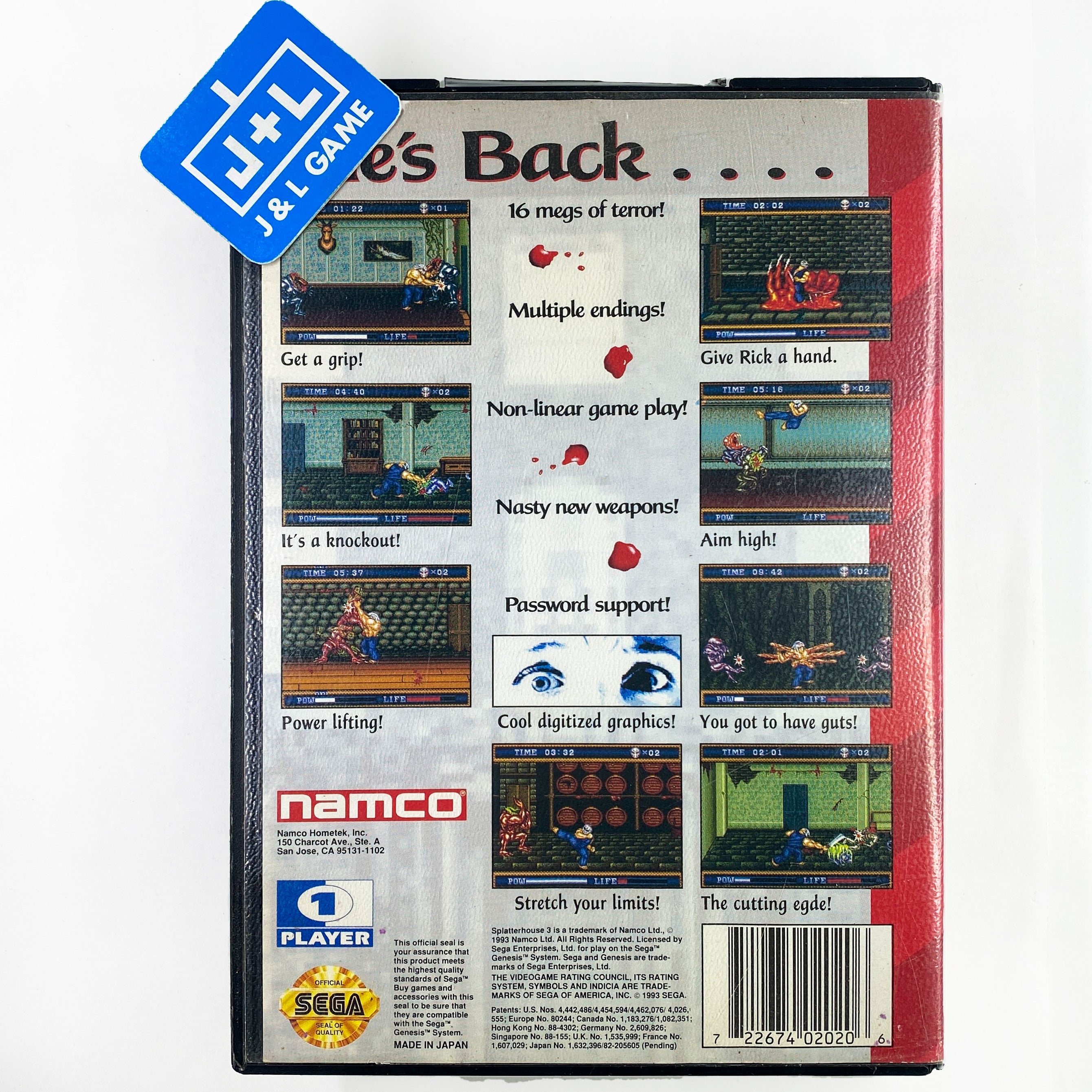 Splatterhouse 3 - SEGA Genesis  [Pre-Owned] Video Games Namco   