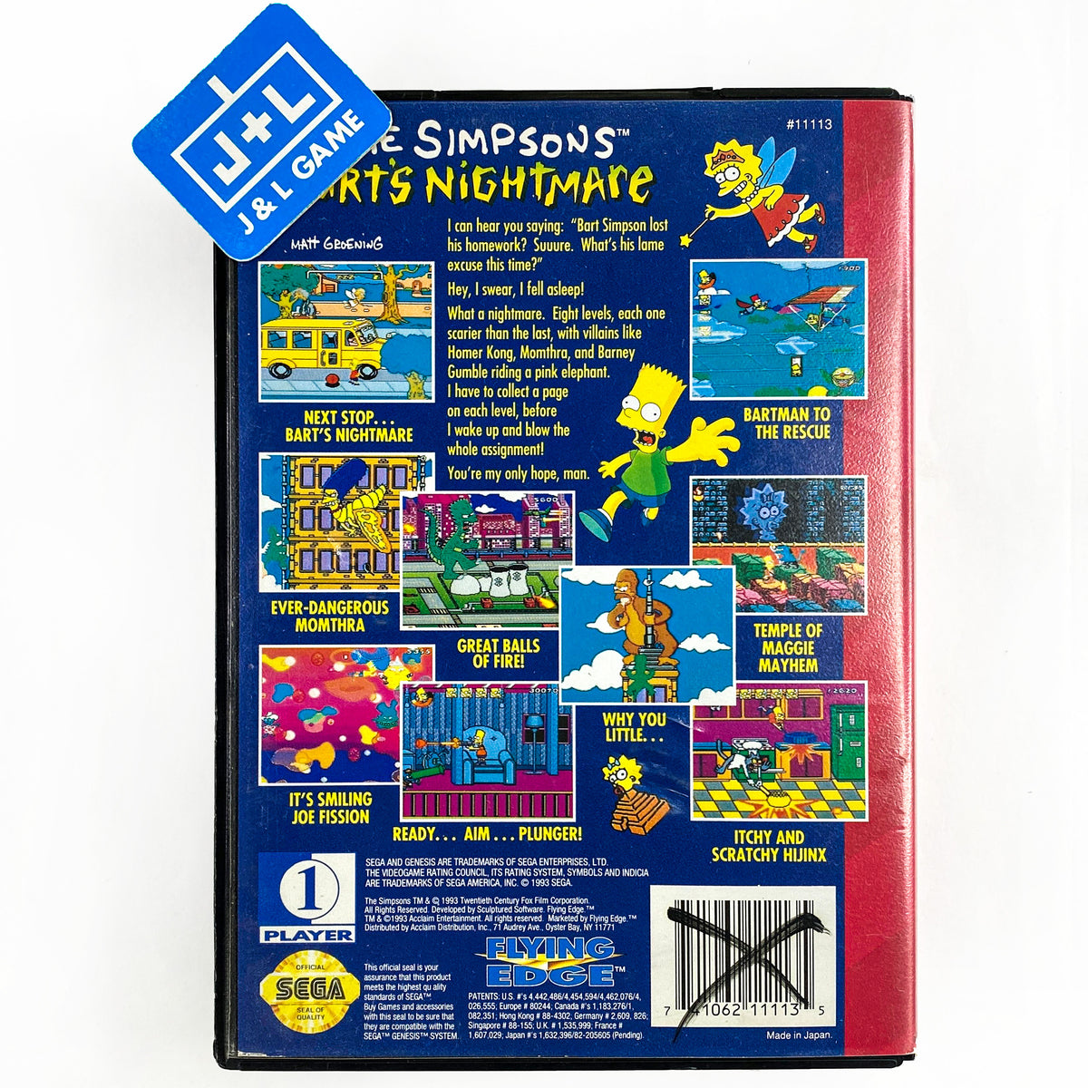 The Simpsons: Bart's Nightmare - (SG) SEGA Genesis [Pre-Owned] | J&L Game