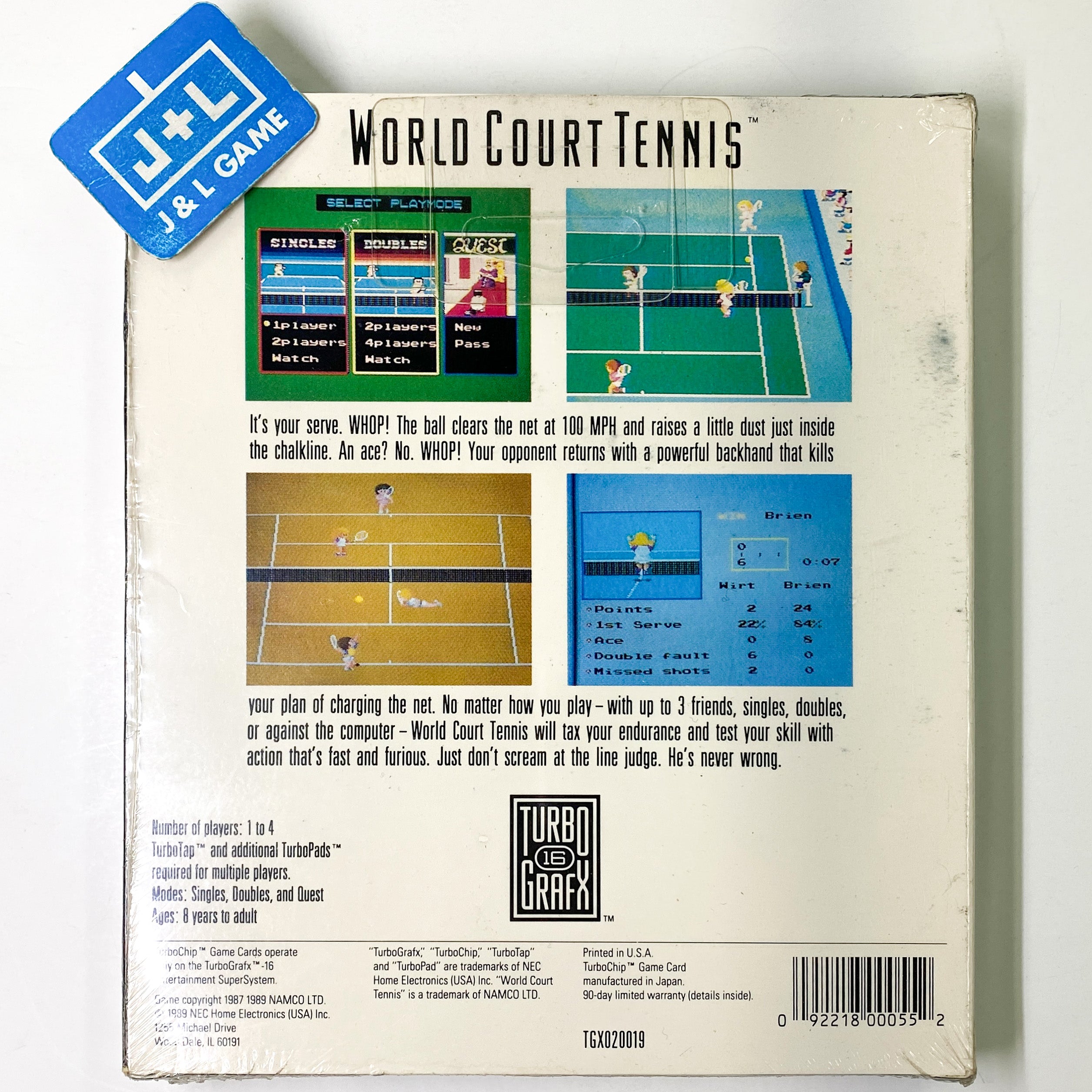 World Court Tennis - TurboGrafx-16 Video Games NEC   