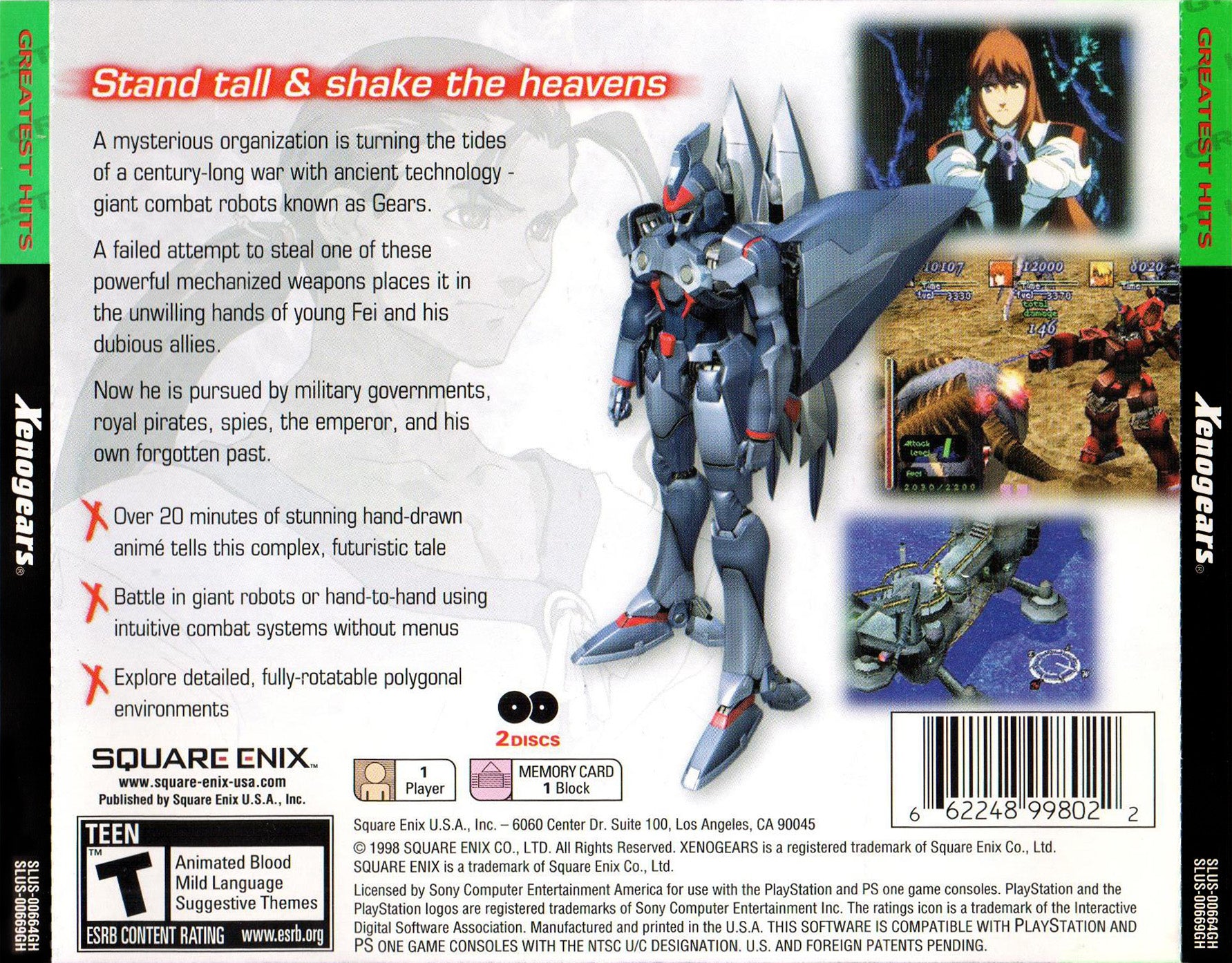 Xenogears (Greatest Hits) - (PS1) PlayStation 1 Video Games SquareSoft   