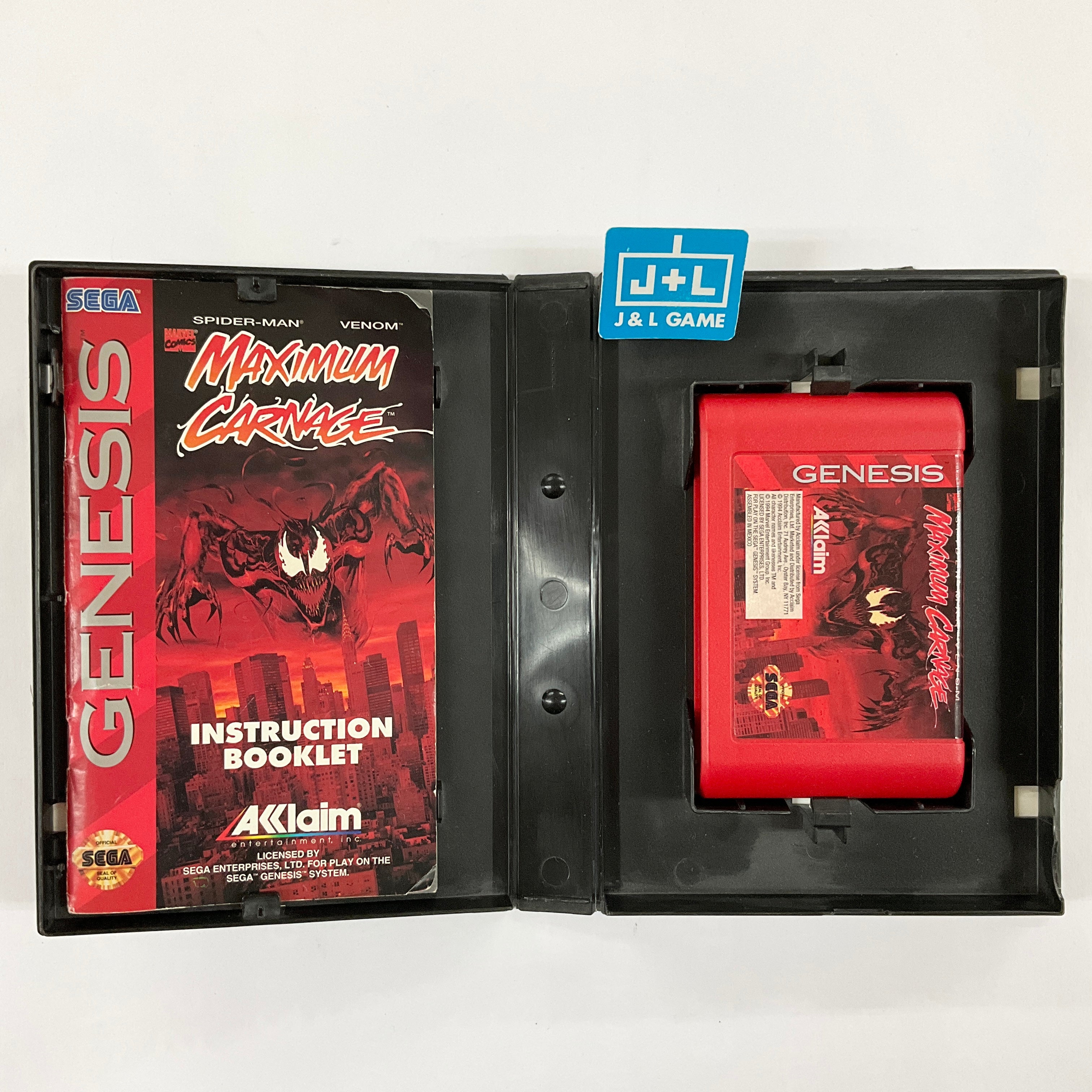 Spider-Man & Venom: Maximum Carnage (Red Cartridge) - SEGA Genesis [Pre-Owned] Video Games Acclaim   
