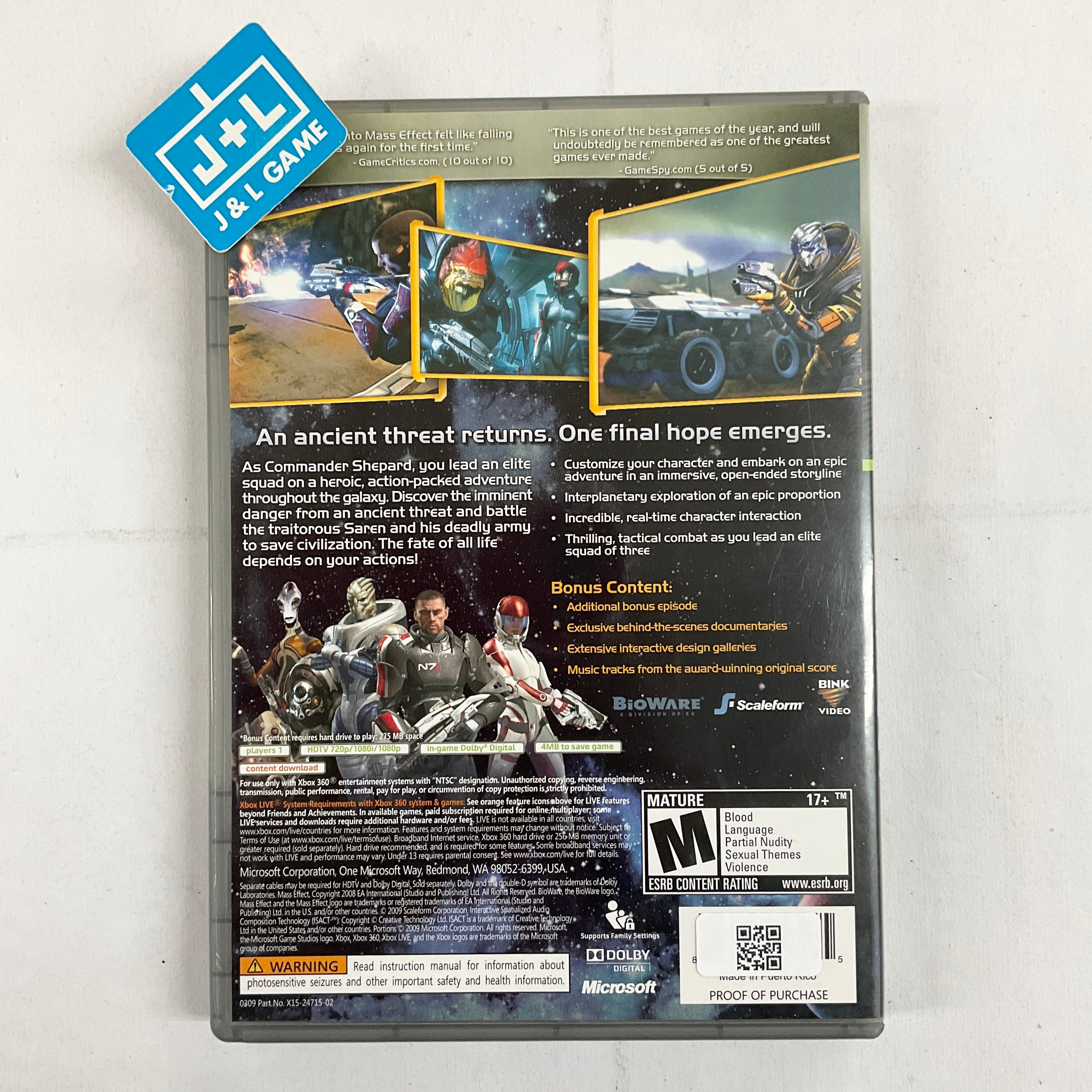 Mass Effect (Platinum Hits) - Xbox 360 [Pre-Owned] Video Games Microsoft Game Studios   