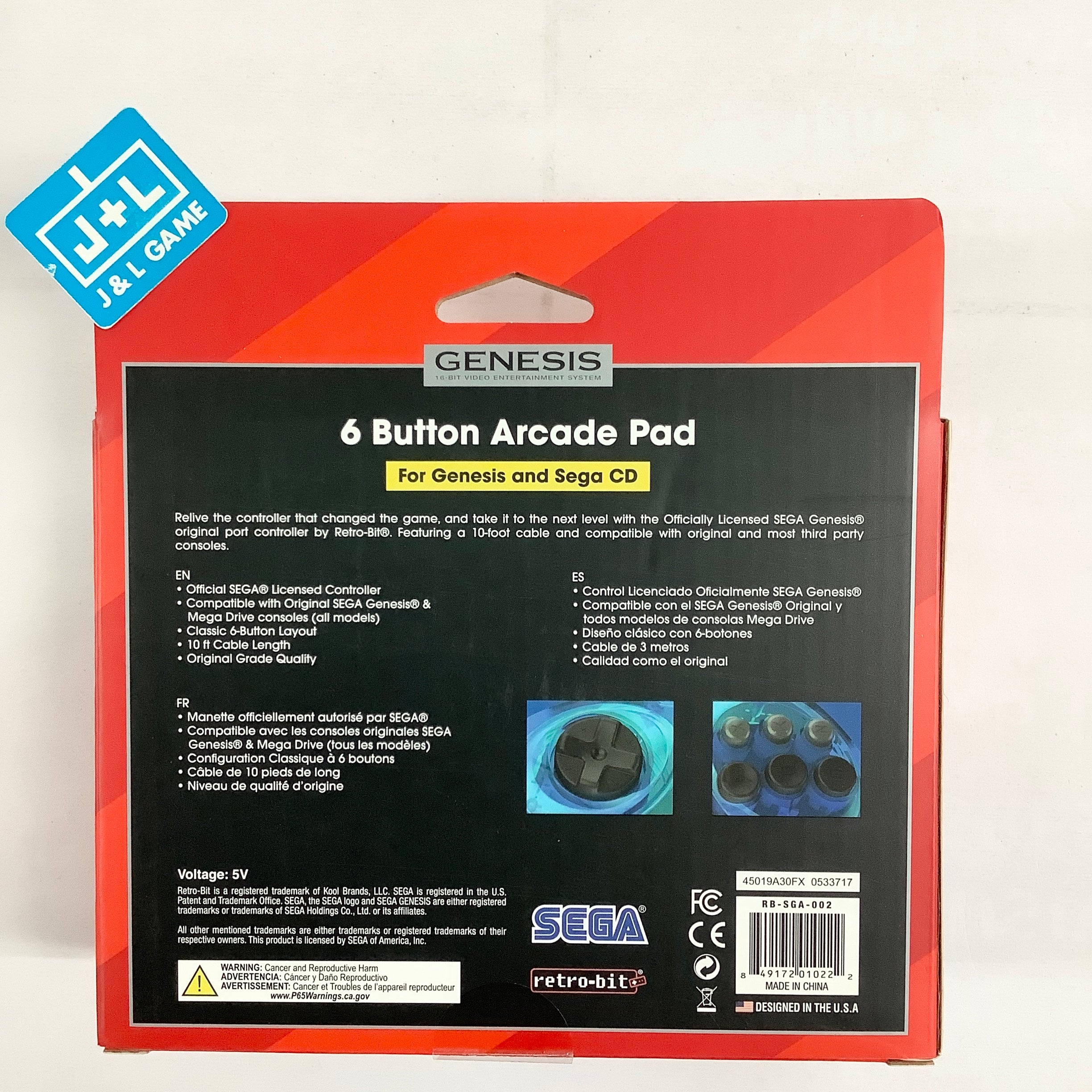 Retro-Bit 6-Button Arcade Pad (Clear Blue) - (SG) Sega Genesis Accessories Retro-Bit   
