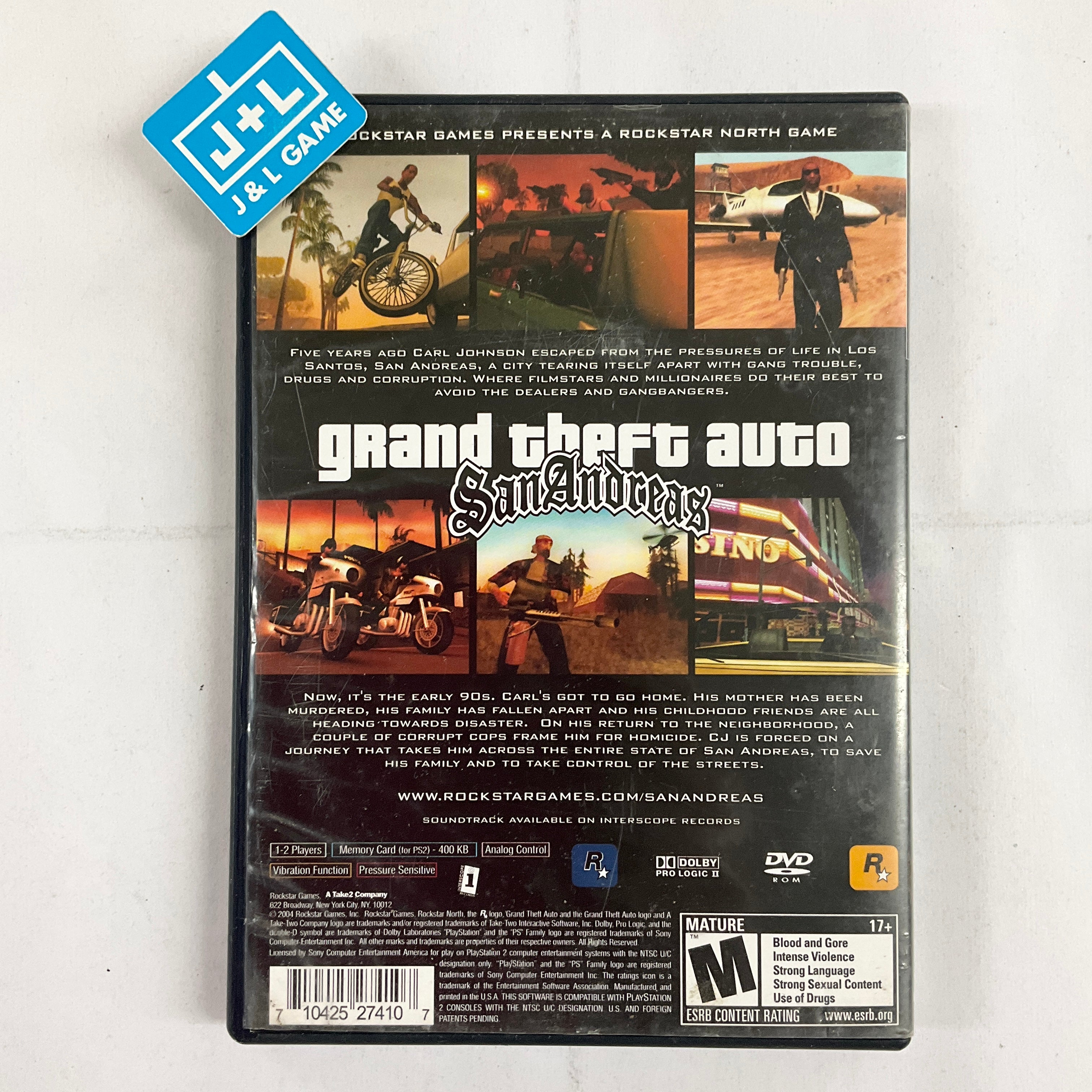 Grand Theft Auto: San Andreas - (PS2) PlayStation 2 [Pre-Owned] Video Games Rockstar Games   