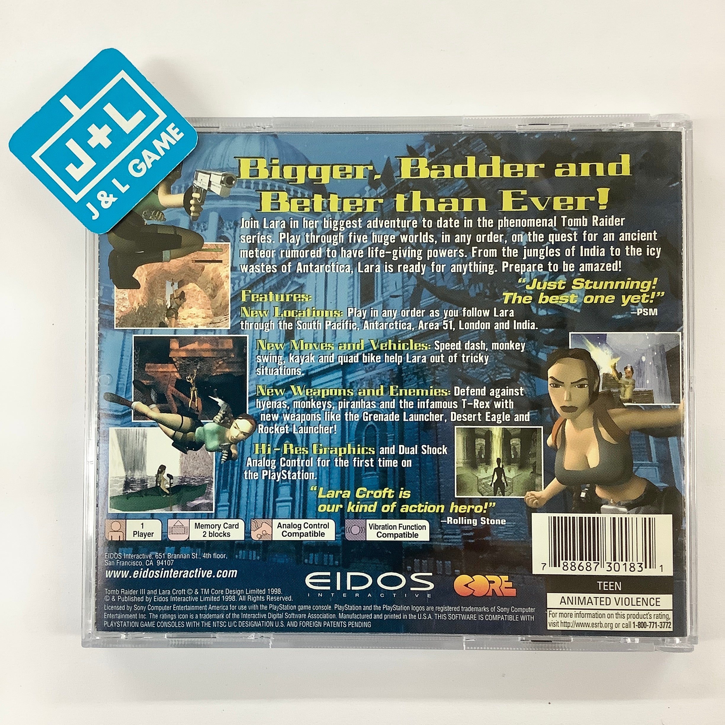 Tomb Raider III: Adventures of Lara Croft - (PS1) PlayStation 1 [Pre-Owned] Video Games Eidos Interactive   