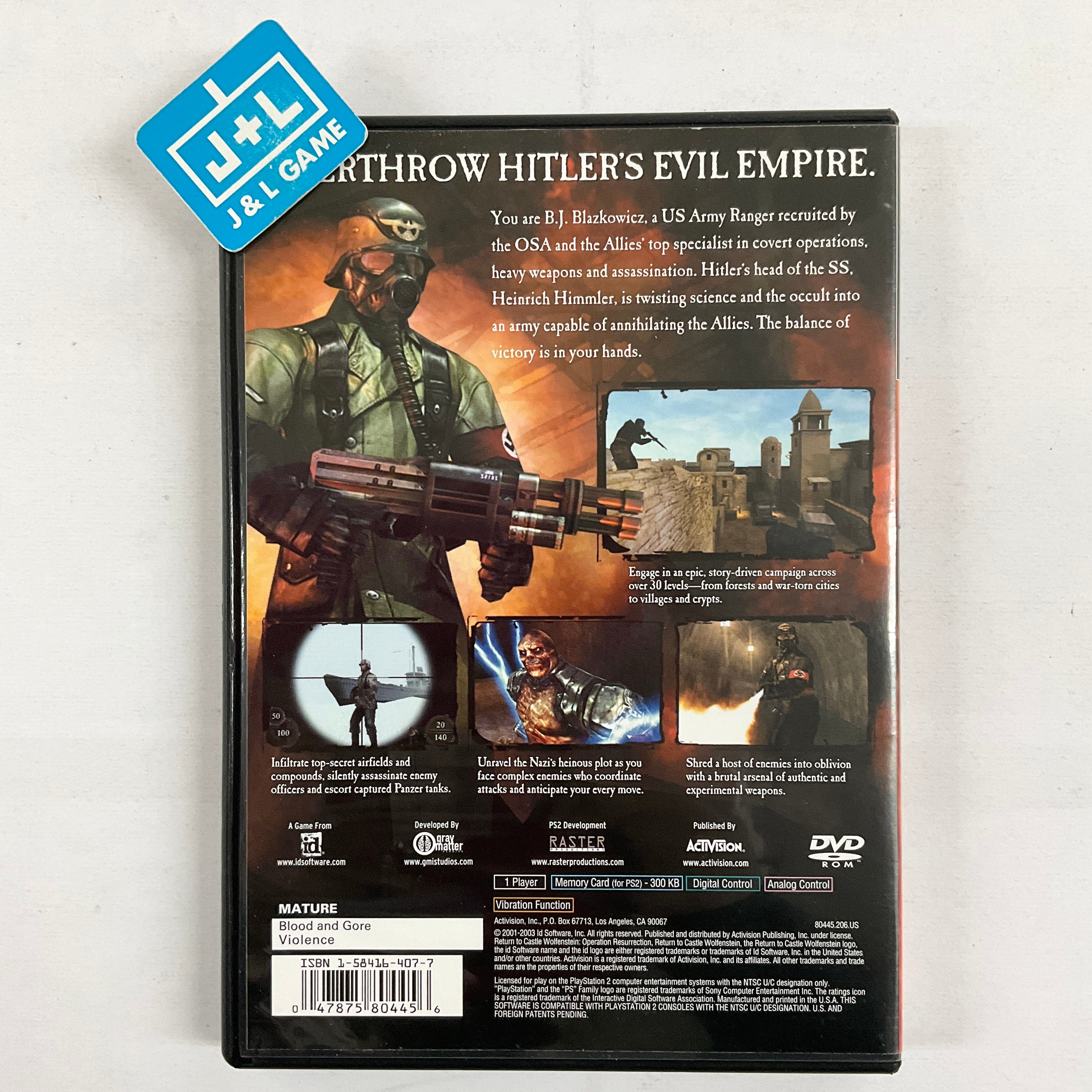 Return to Castle Wolfenstein: Operation Resurrection - (PS2) PlayStation 2 [Pre-Owned] Video Games Activision   