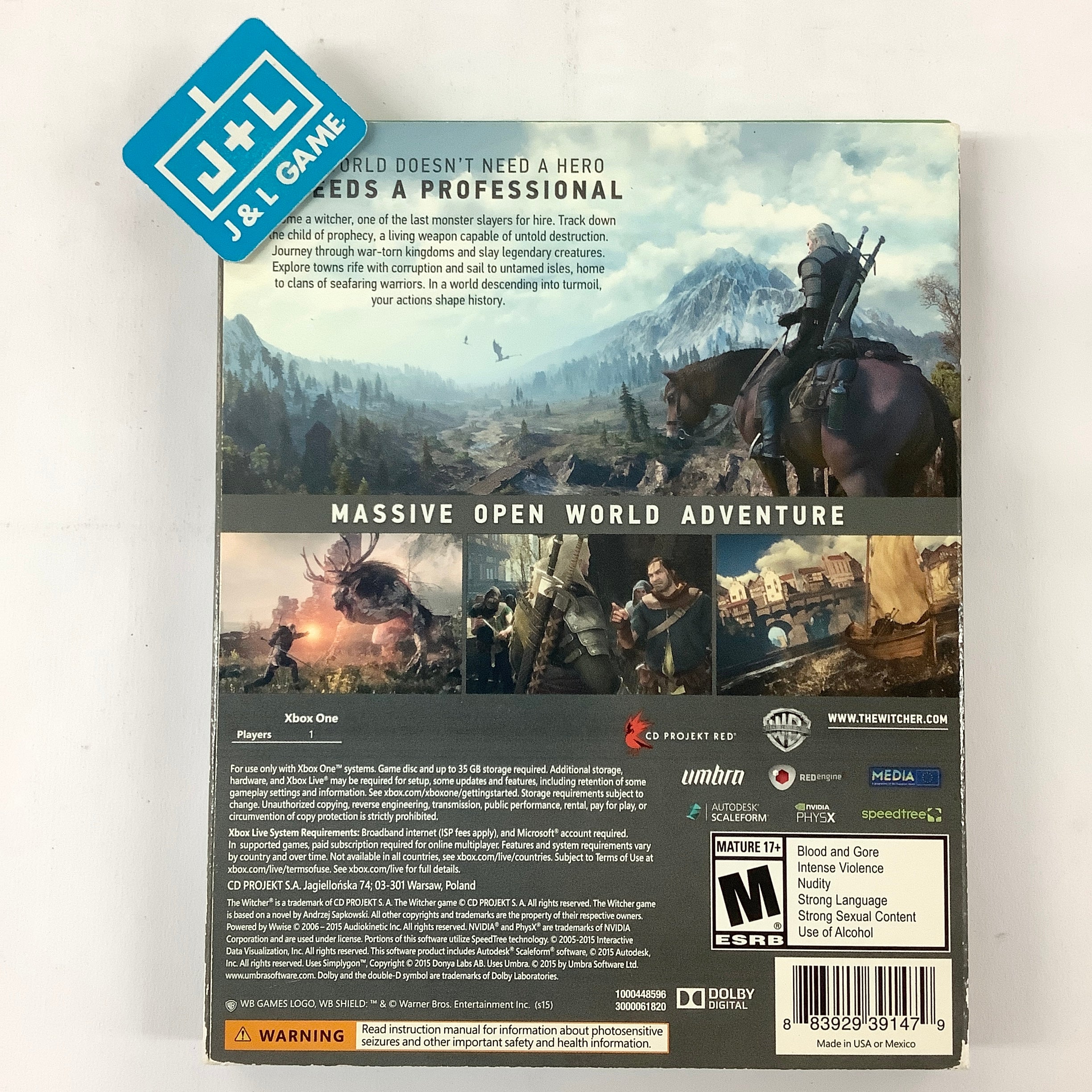 The Witcher 3: Wild Hunt - (XB1) Xbox One [Pre-Owned] Video Games WB Games   