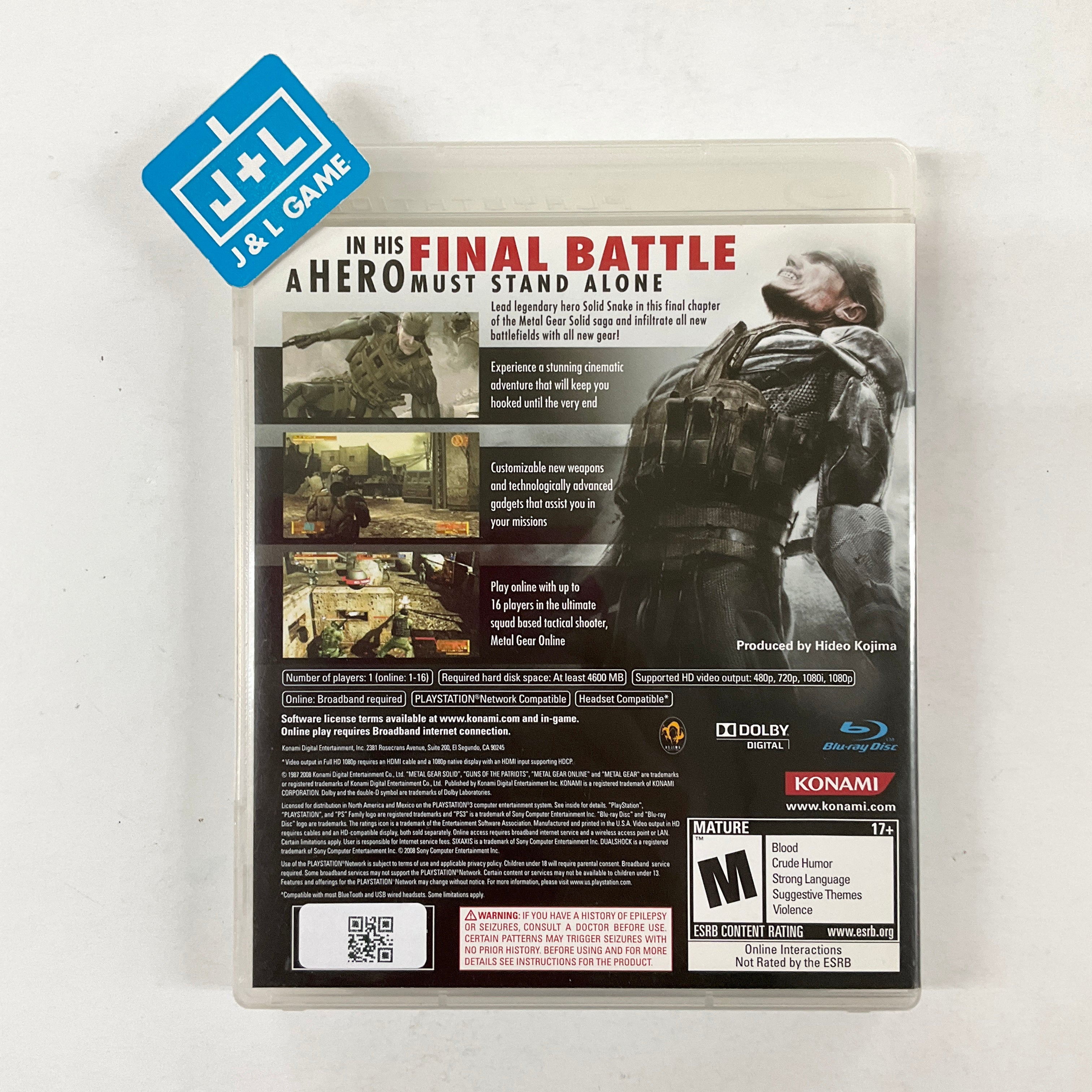 Metal Gear Solid 4: Guns of the Patriots - (PS3) PlayStation 3 [Pre-Owned] Video Games Konami   