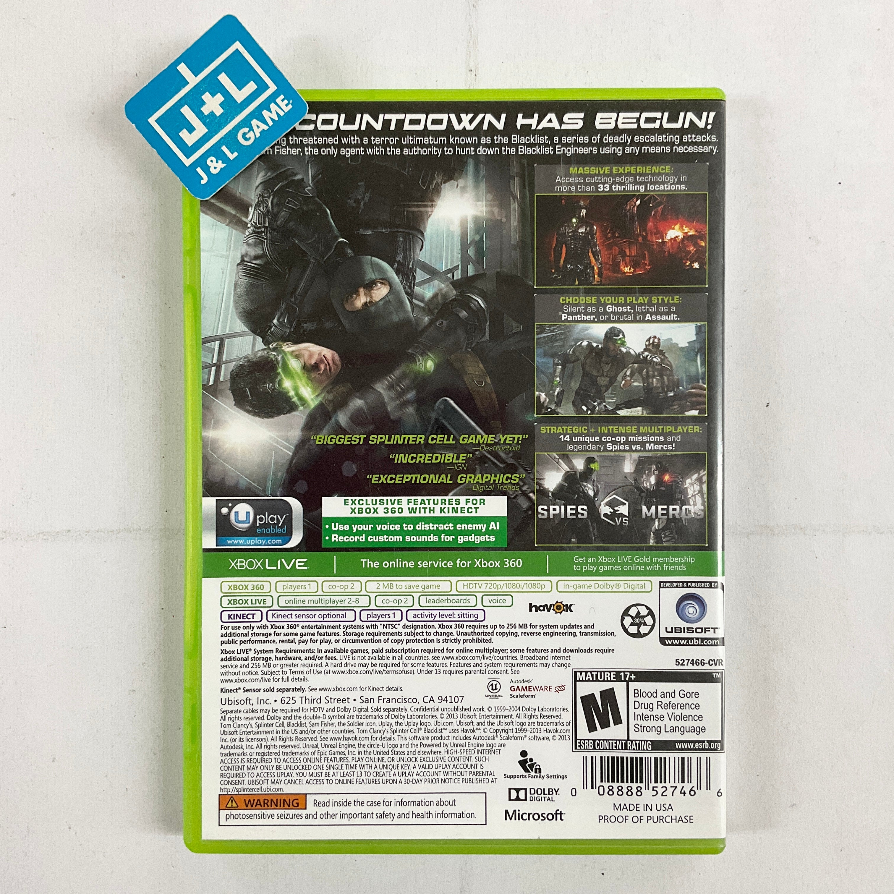 Tom Clancy's Splinter Cell: Blacklist - Xbox 360 [Pre-Owned] Video Games Ubisoft   