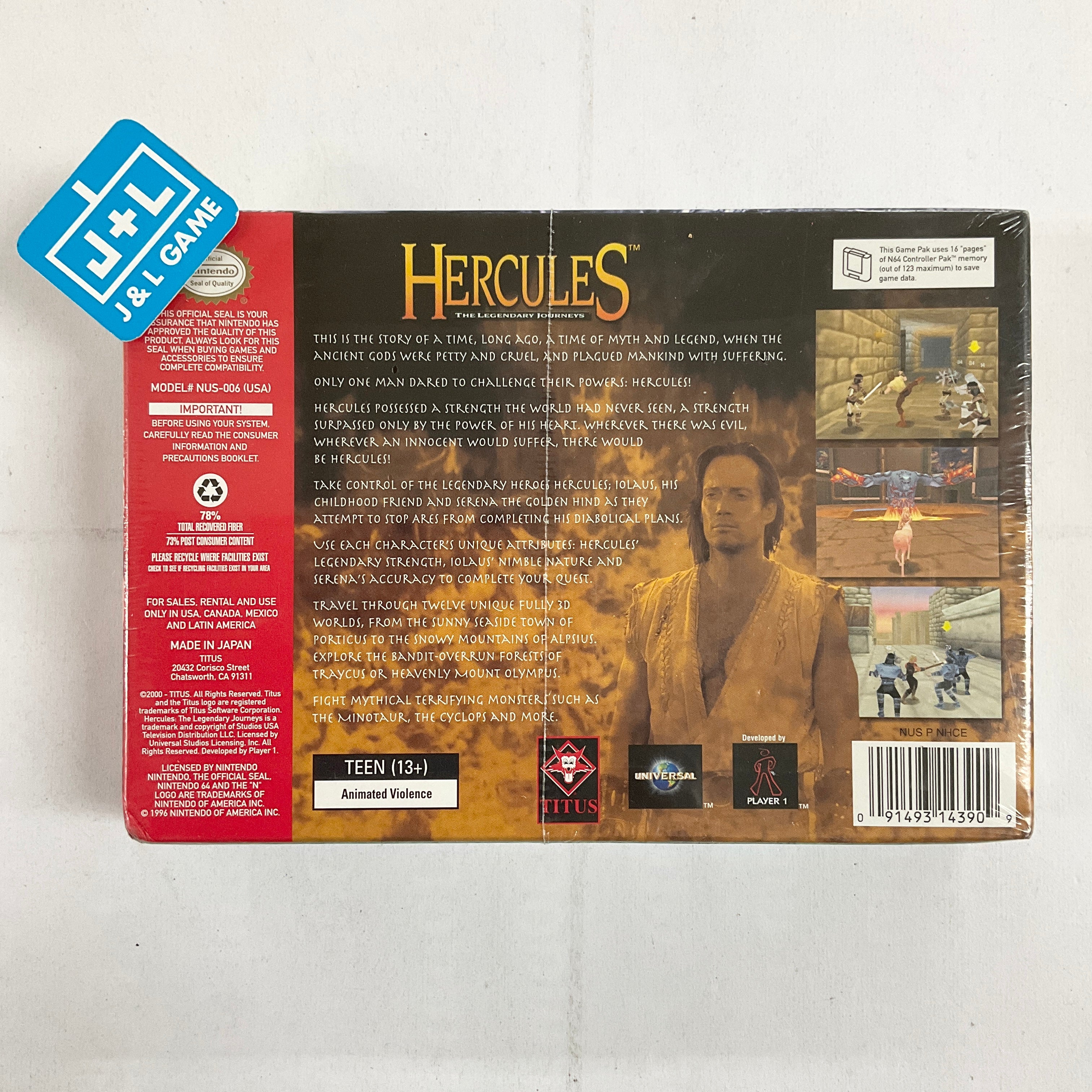 Hercules: The Legendary Journeys - (N64) Nintendo 64 Video Games Titus Software   