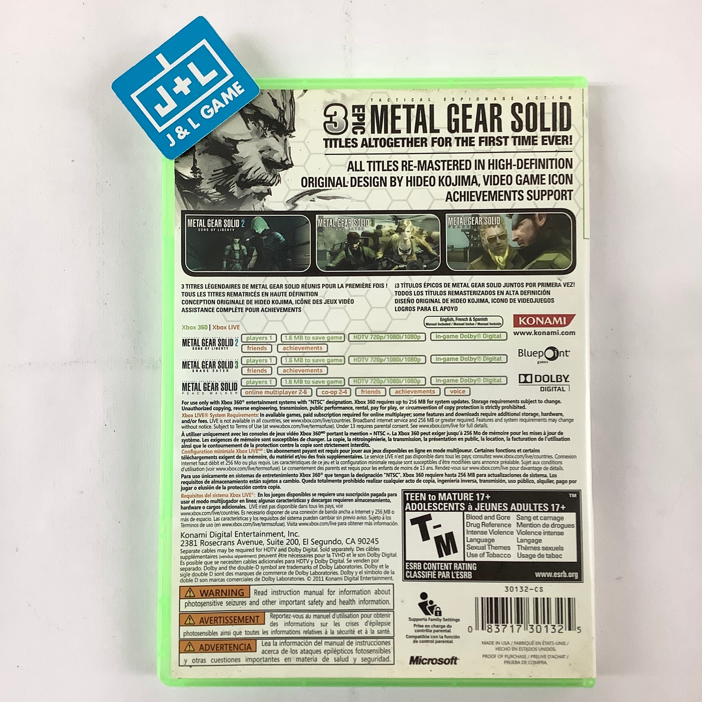 Metal Gear Solid HD Collection - Xbox 360 [Pre-Owned] Video Games Konami   