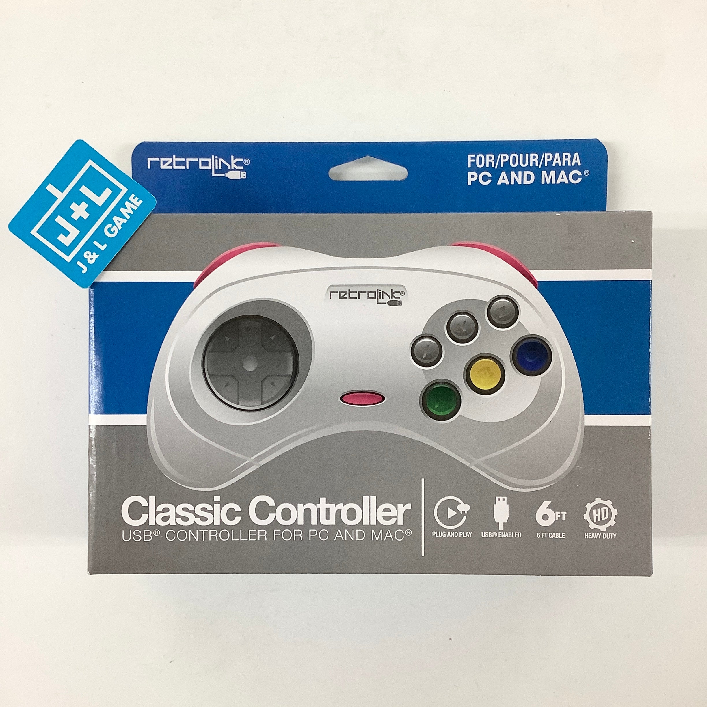 Retrolink USB SEGA Saturn Classic Controller (White) - PC and Mac Accessories Retro-Link   