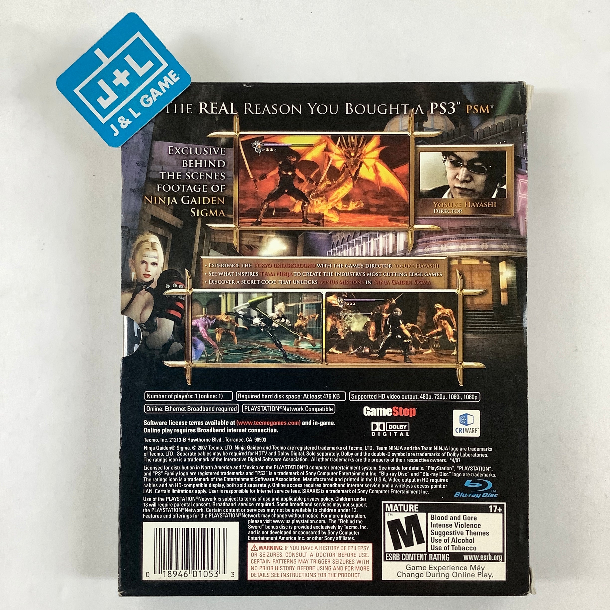 Ninja Gaiden Sigma (Collector's Edition) - (PS3) PlayStation 3 [Pre-Owned] Video Games Tecmo   