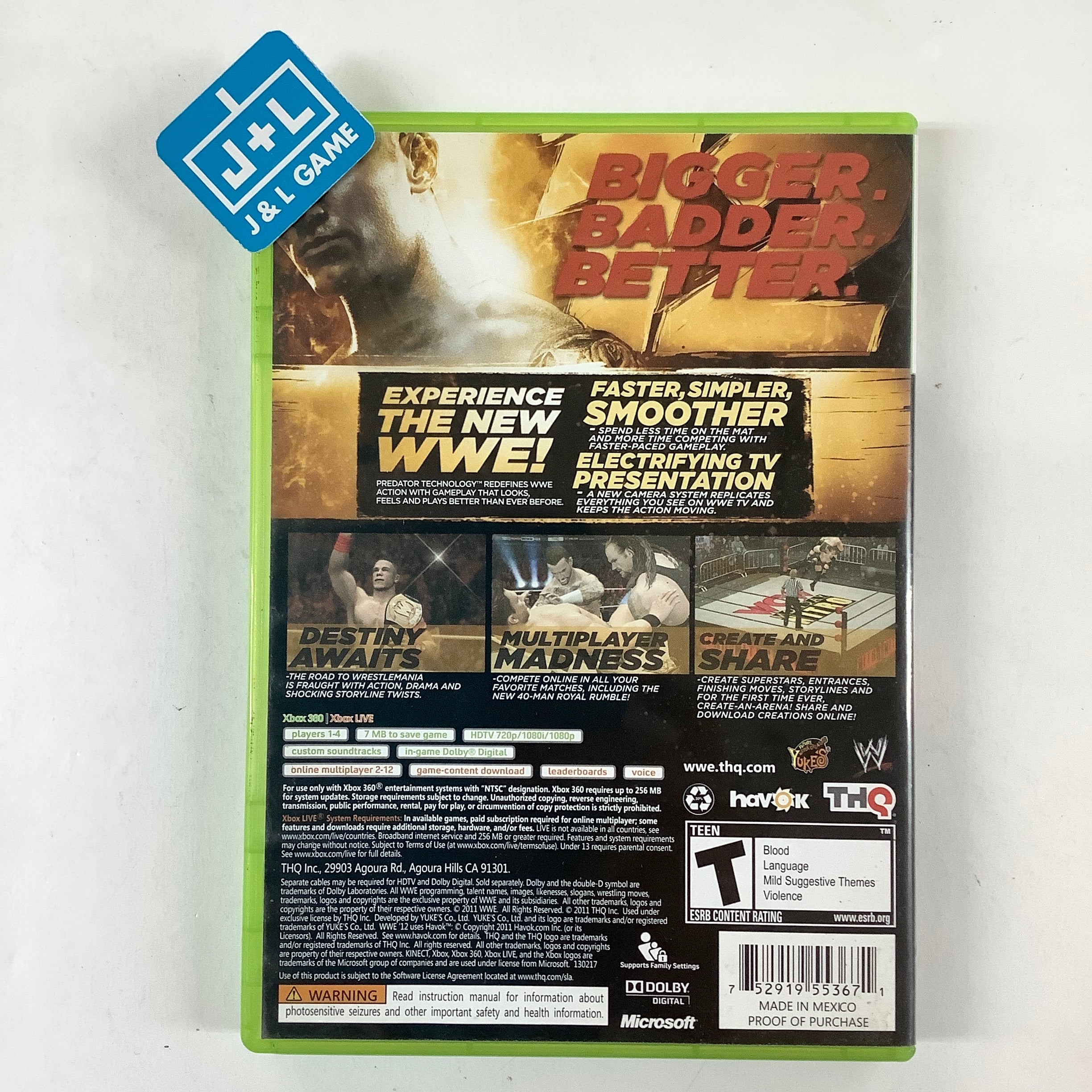 【中古】「非常に良い」WWE  2012 (輸入版) - Xbox360 WWE '12 - Xbox 360 [Pre-Owned] | J&L Game