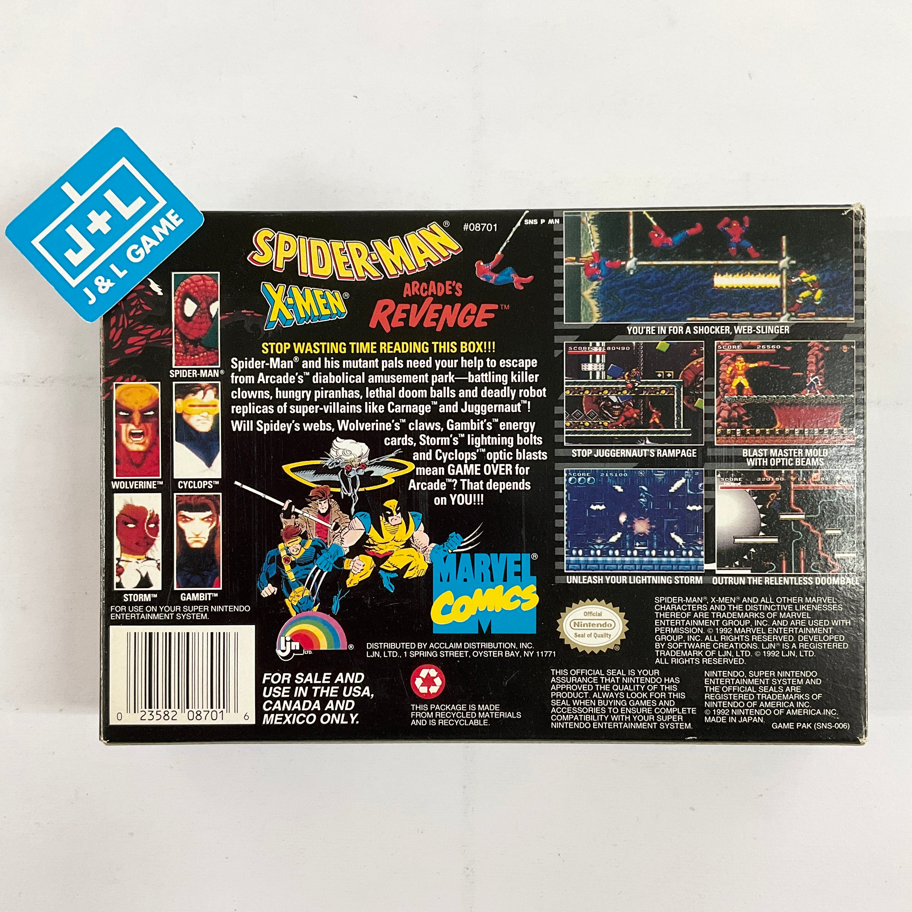 Spider-Man / X-Men: Arcade's Revenge - (SNES) Super Nintendo [Pre-Owned] Video Games LJN Ltd.   