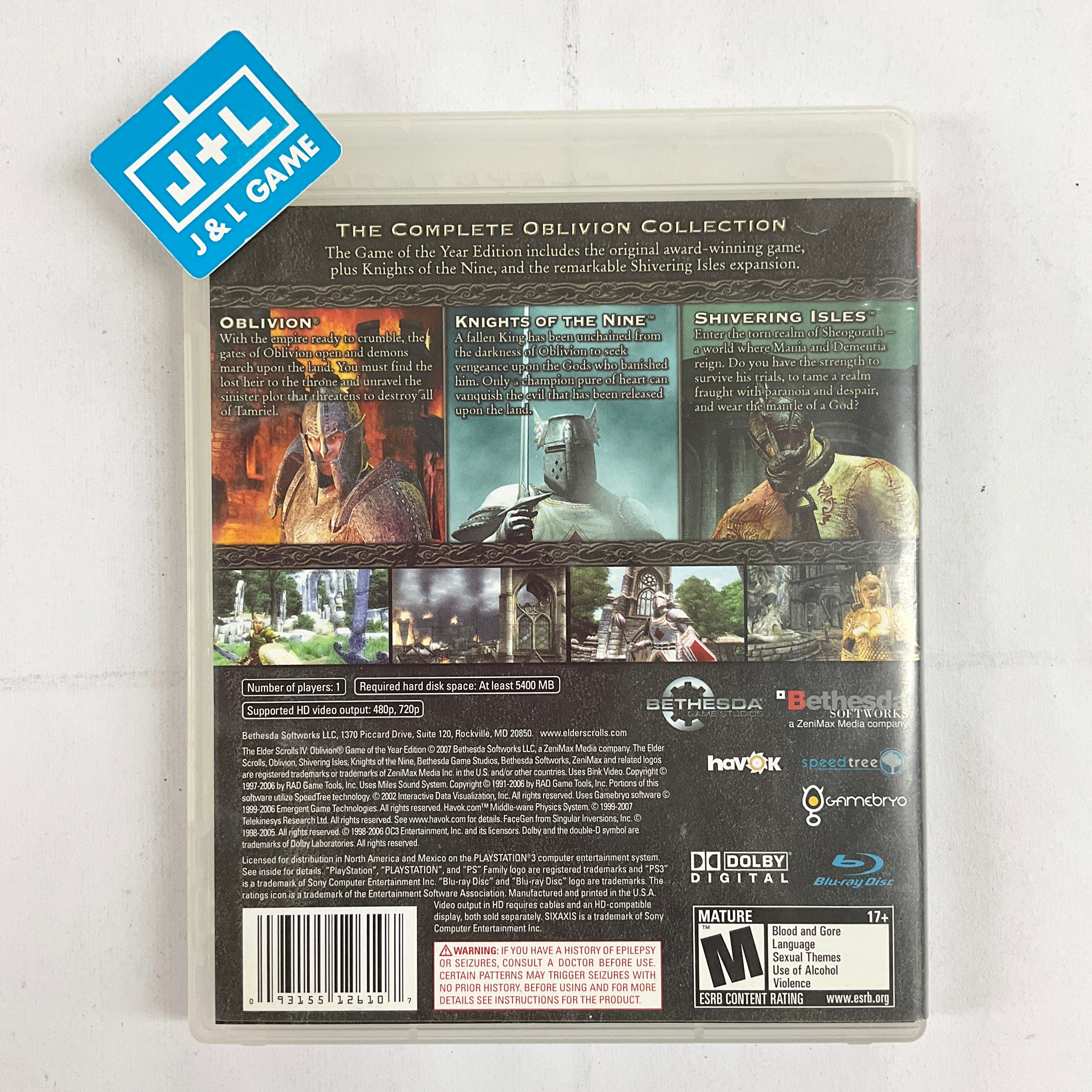 The Elder Scrolls IV Oblivion (Game of the Year Edition) (PS3) Play J&L Game