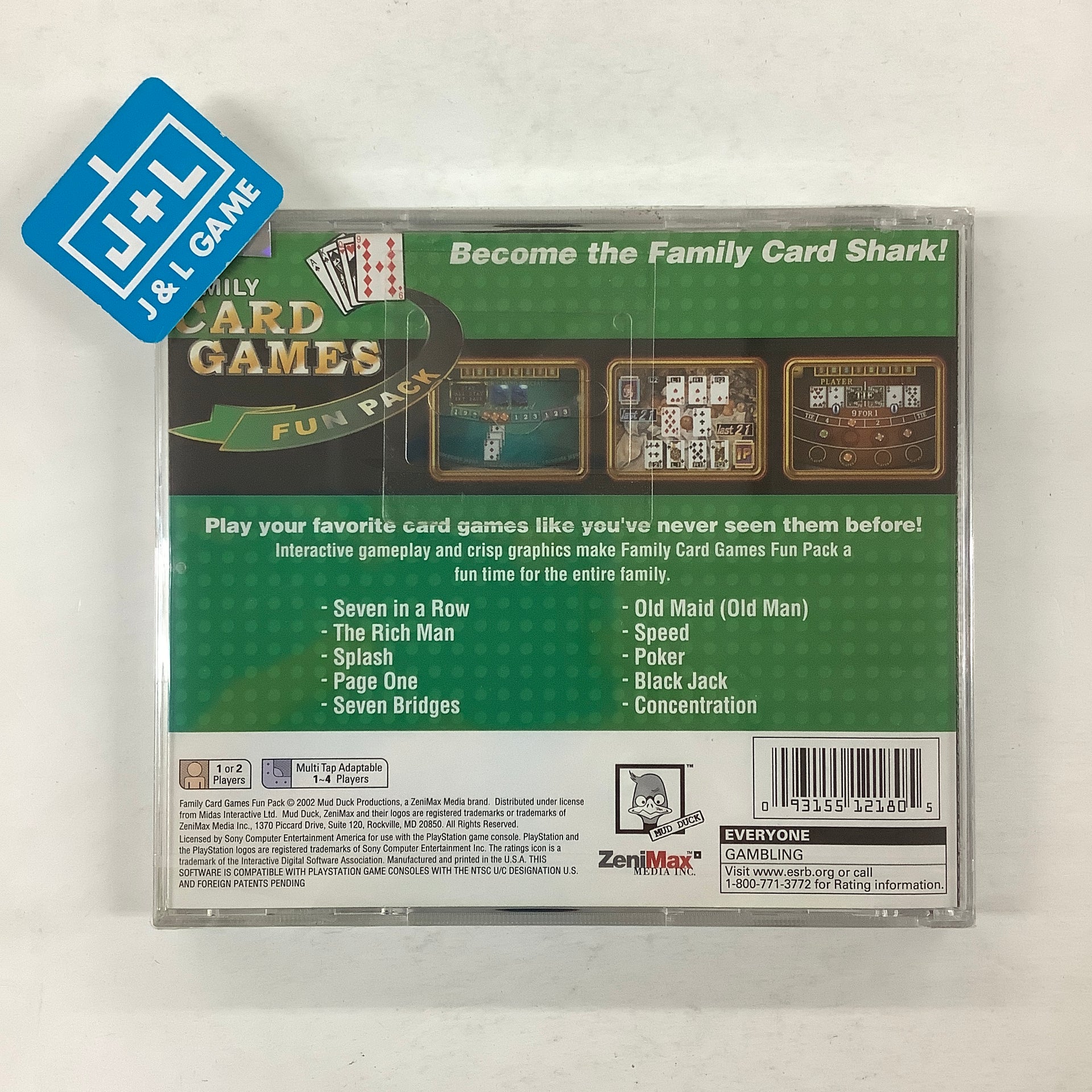 Family Card Games Fun Pack (PS1) PlayStation 1 J&L Game