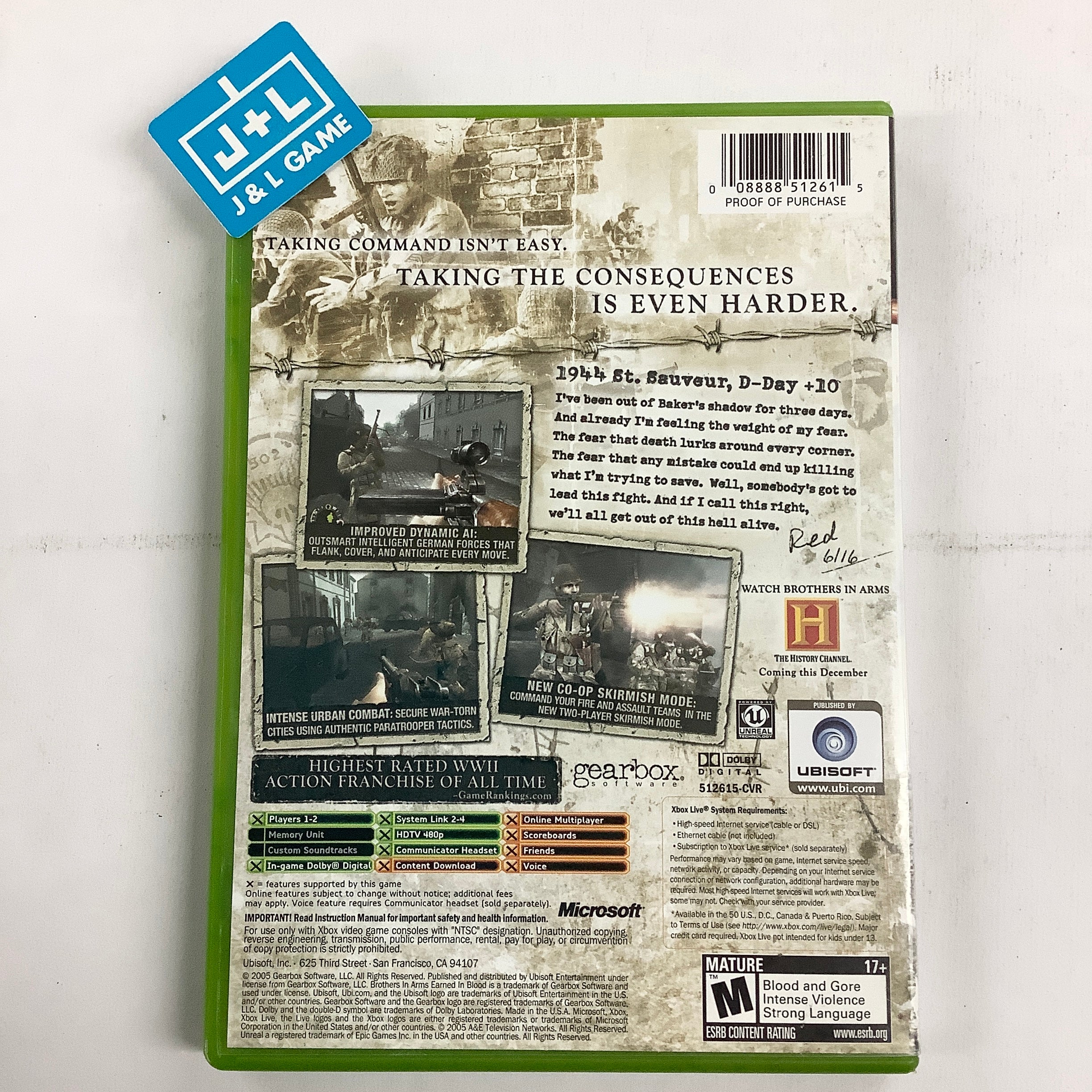 Brothers in Arms: Earned in Blood - (XB) Xbox [Pre-Owned] Video Games Ubisoft   