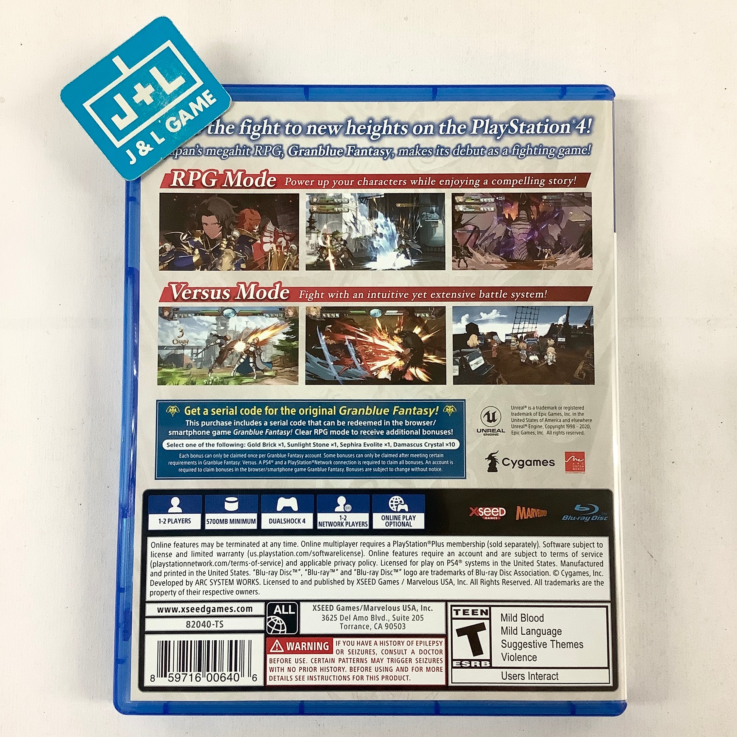 Granblue Fantasy: Versus - (PS4) PlayStation 4 [Pre-Owned] Video Games XSEED Games   