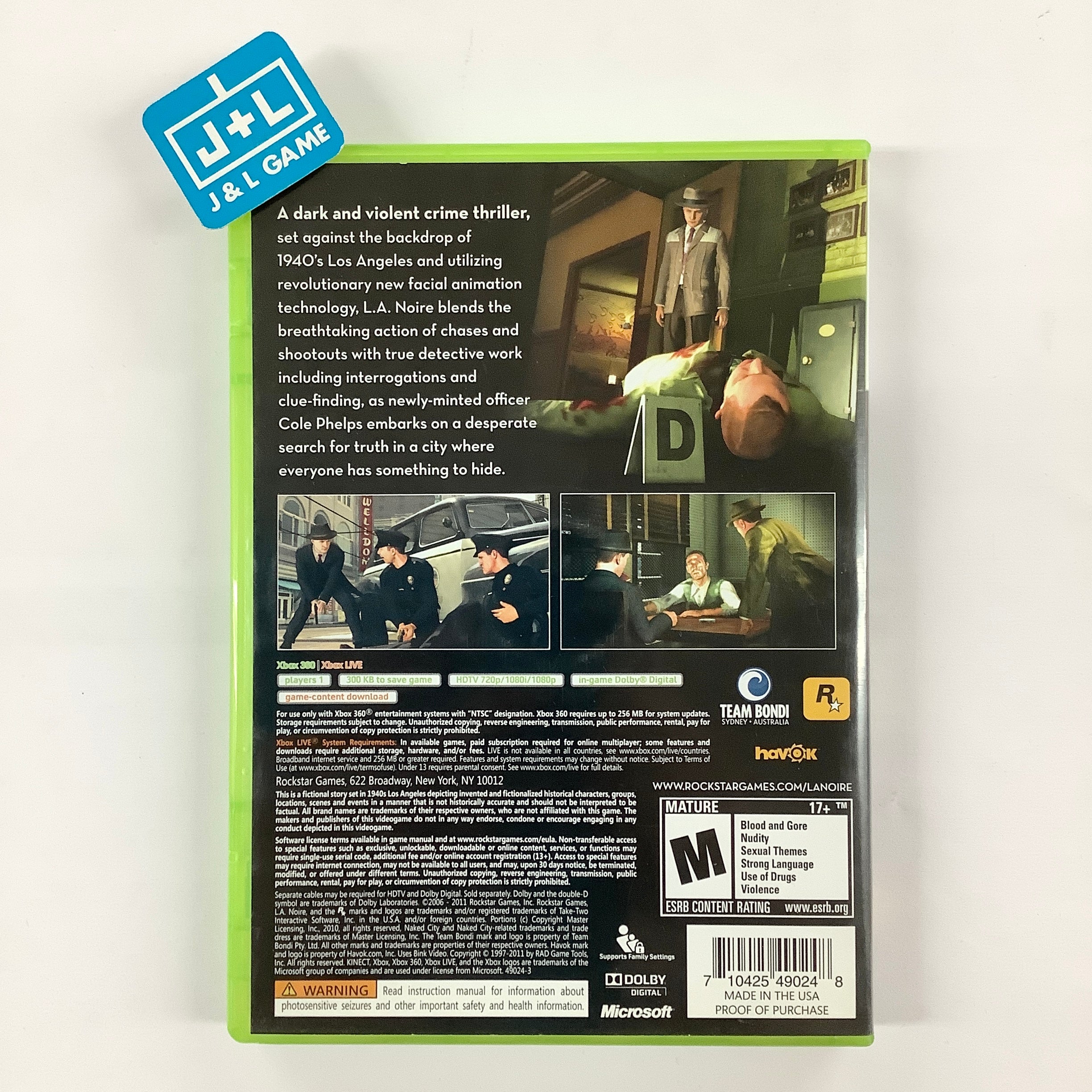 L.A. Noire - Xbox 360 [Pre-Owned] Video Games Rockstar Games   