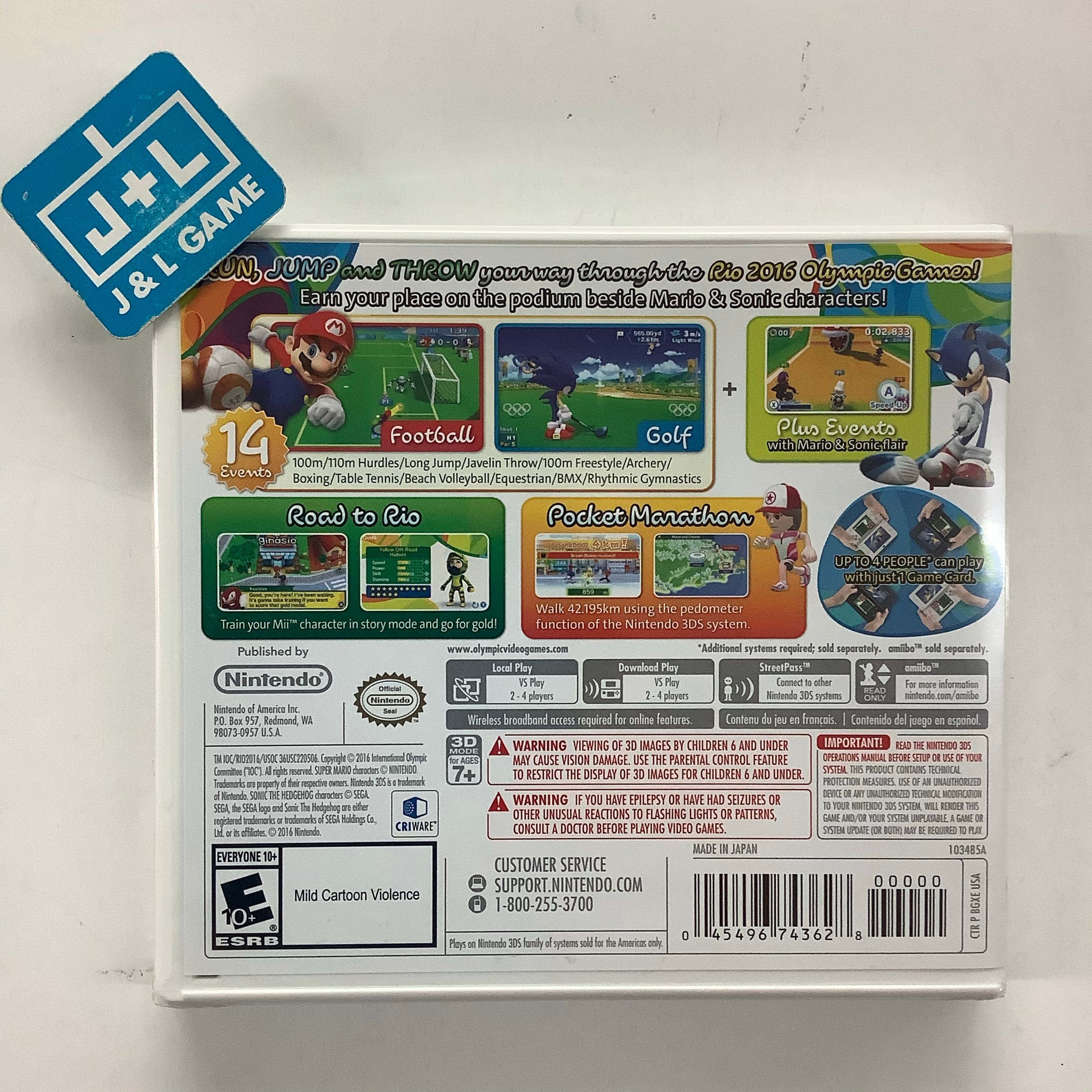 Mario & Sonic at the Rio 2016 Olympic Games - Nintendo 3DS Video Games Nintendo   