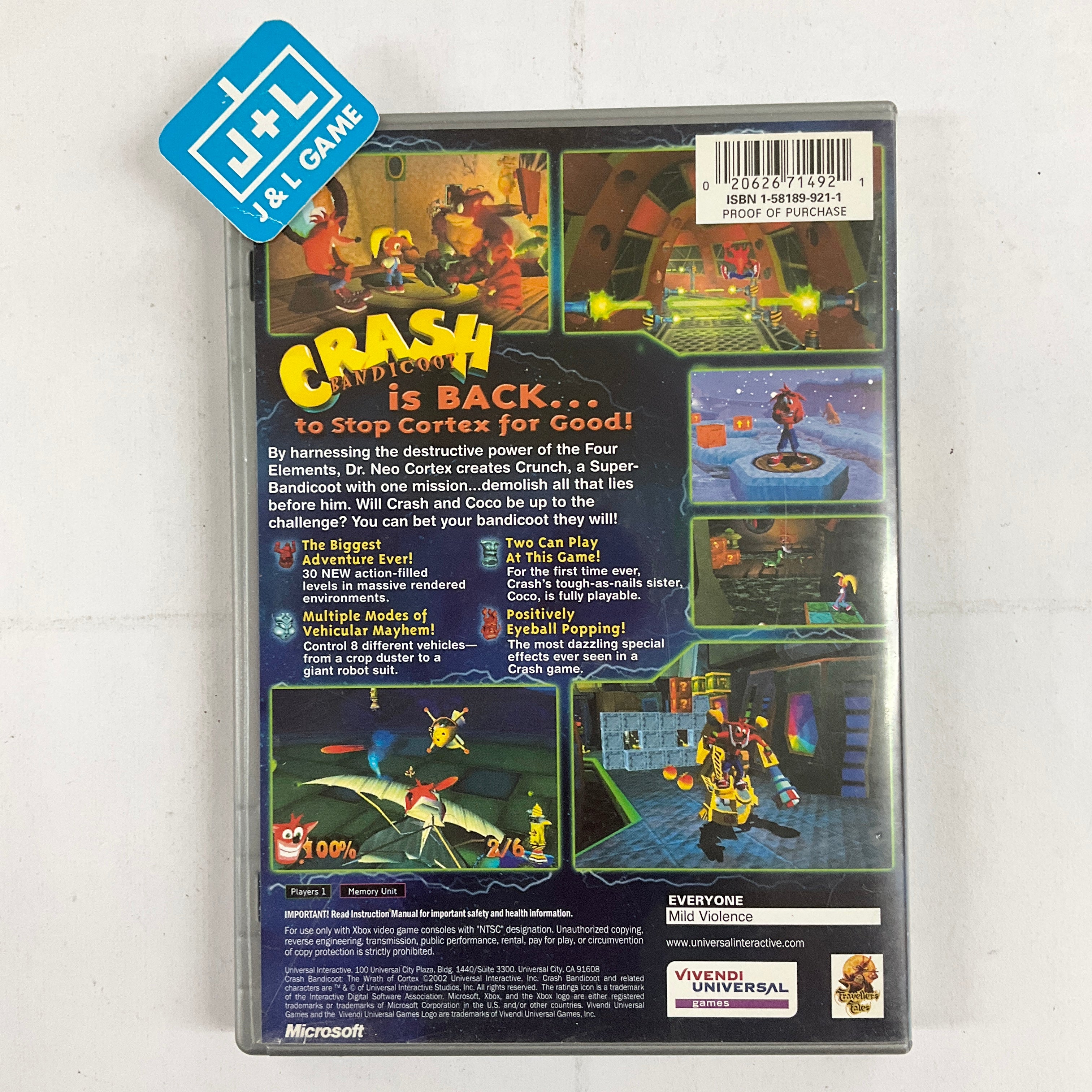 Crash Bandicoot Wrath of Cortex (Platinum Hits) - (XB) Xbox [Pre-Owned] Video Games Universal Interactive Studios   