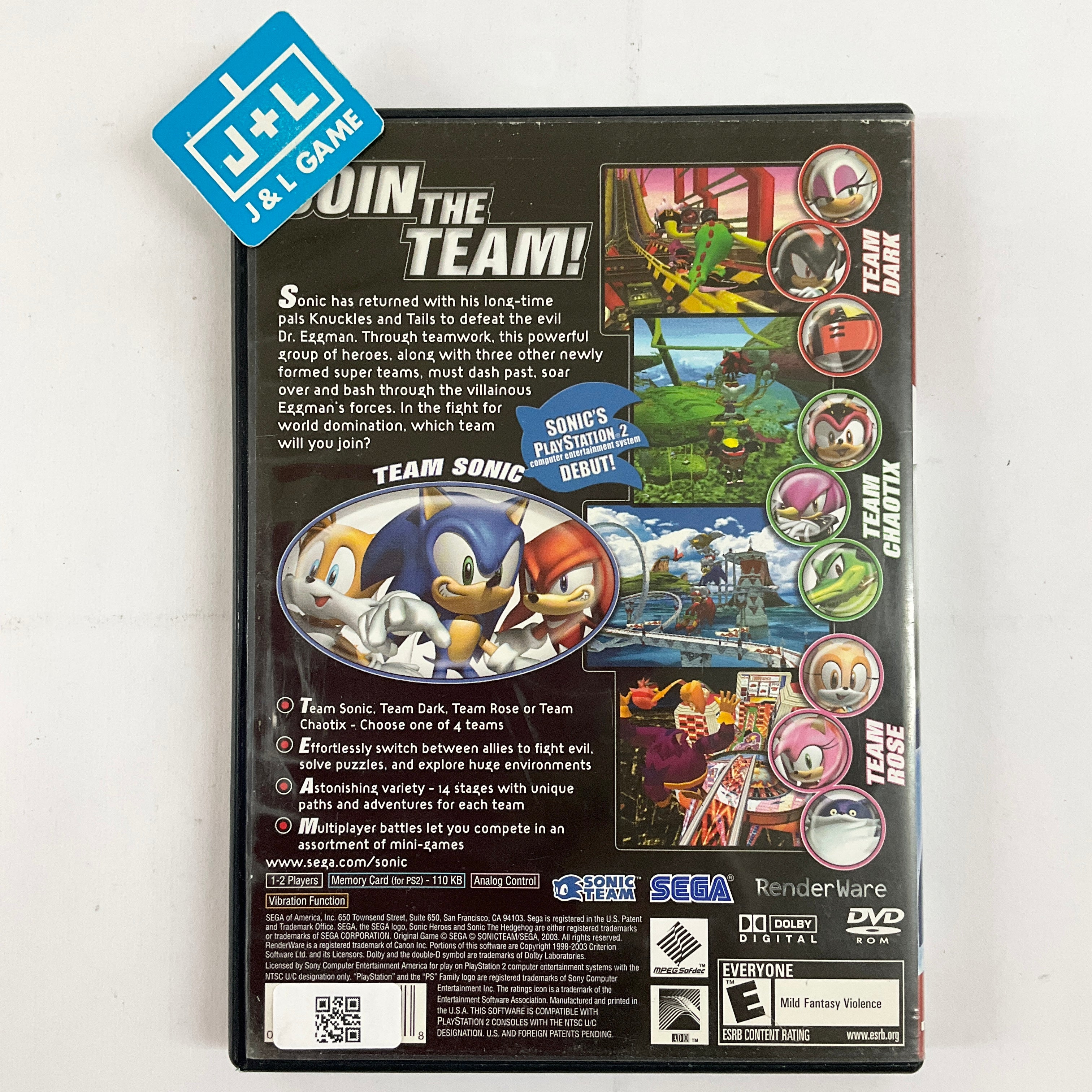 Sonic Heroes (Greatest Hits) - (PS2) PlayStation 2 [Pre-Owned] Video Games Sega   