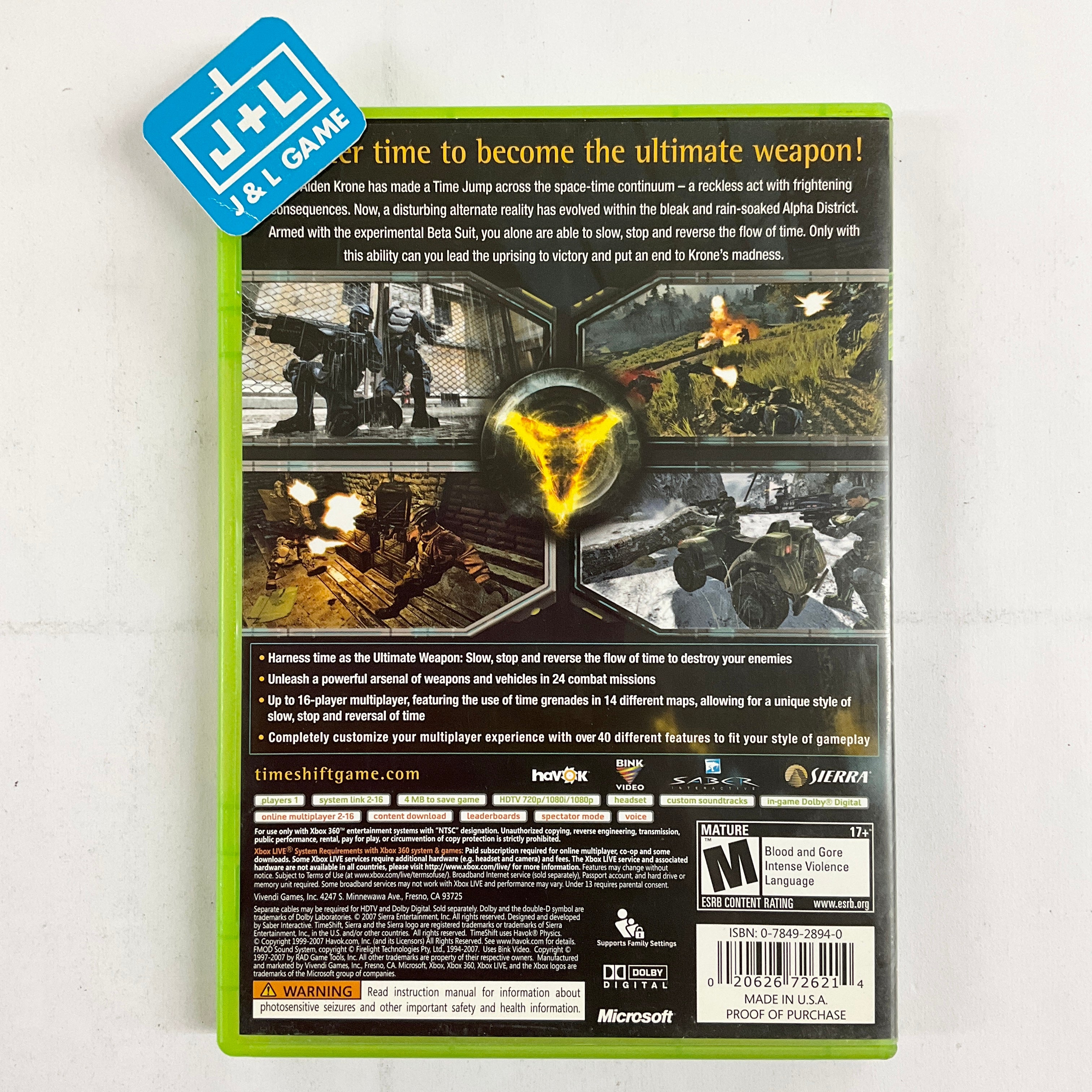 Time Shift - Xbox 360 [Pre-Owned] Video Games Sierra Entertainment   