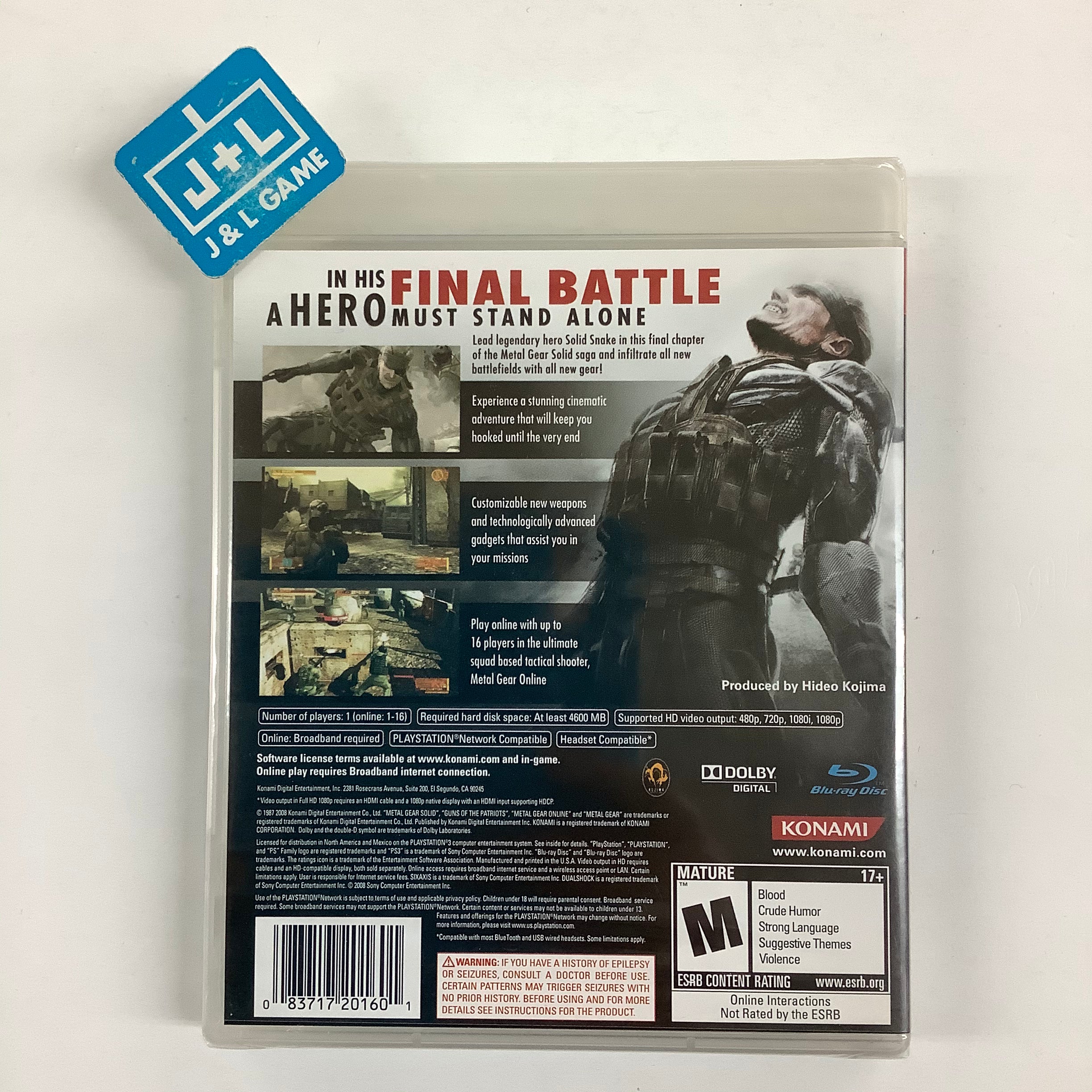 Metal Gear Solid 4: Guns of the Patriots - (PS3) PlayStation 3 Video Games Konami   