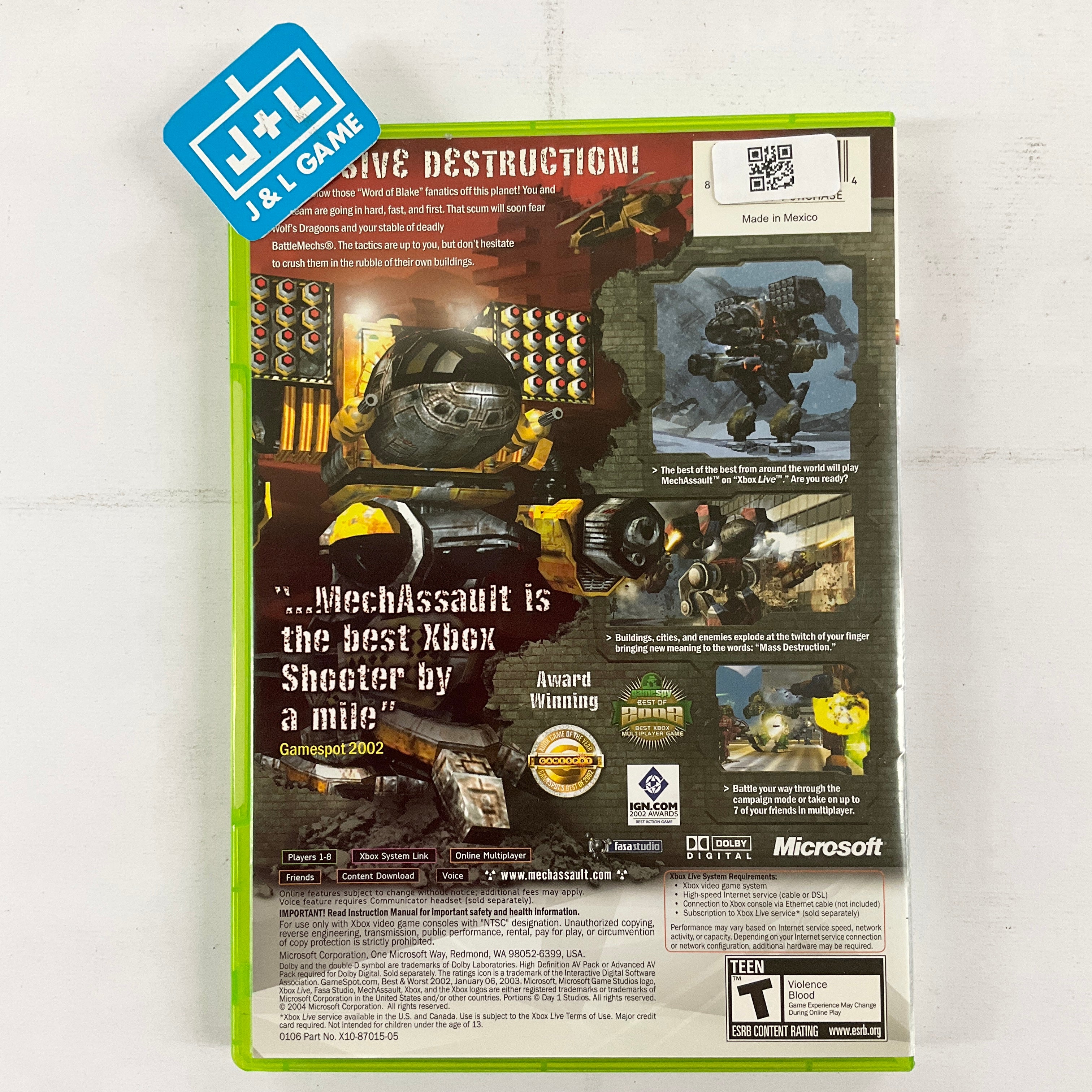 MechAssault (Platinum Hits) - (XB) Xbox [Pre-Owned] Video Games Microsoft Game Studios   