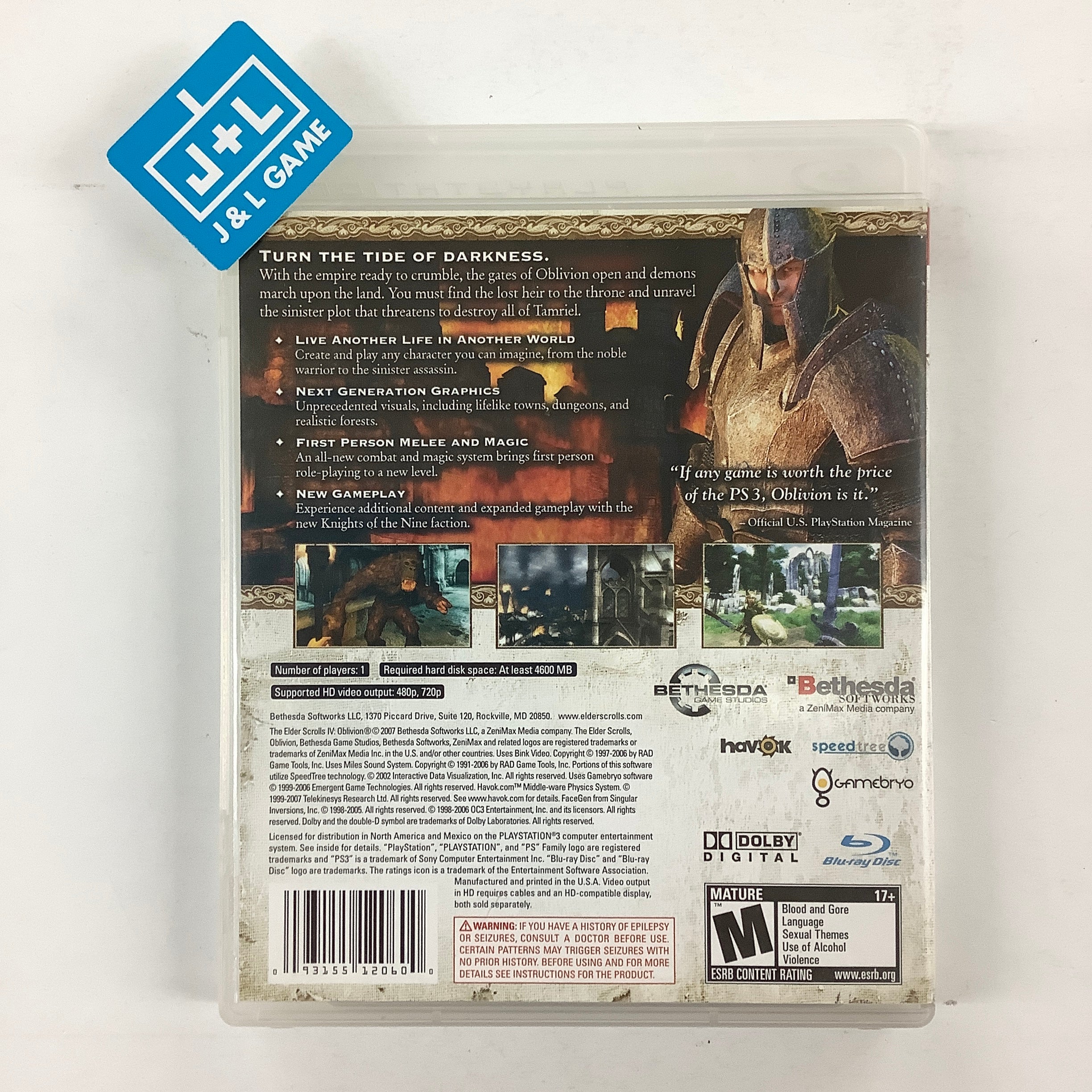 The Elder Scrolls IV: Oblivion - (PS3) PlayStation 3 [Pre-Owned] Video Games Bethesda Softworks   