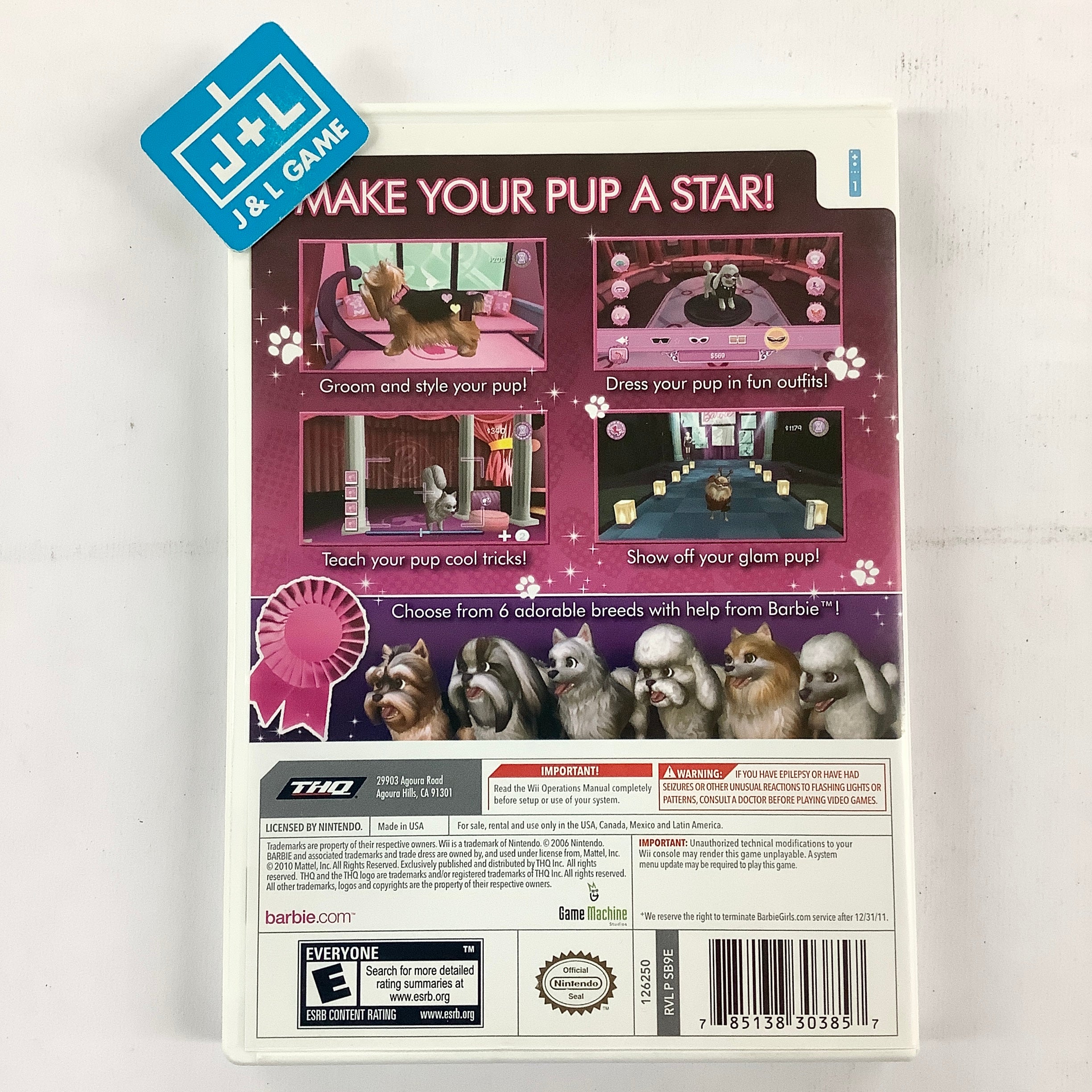 Barbie: Groom And Glam Pups - Nintendo Wii [Pre-Owned] Video Games THQ   