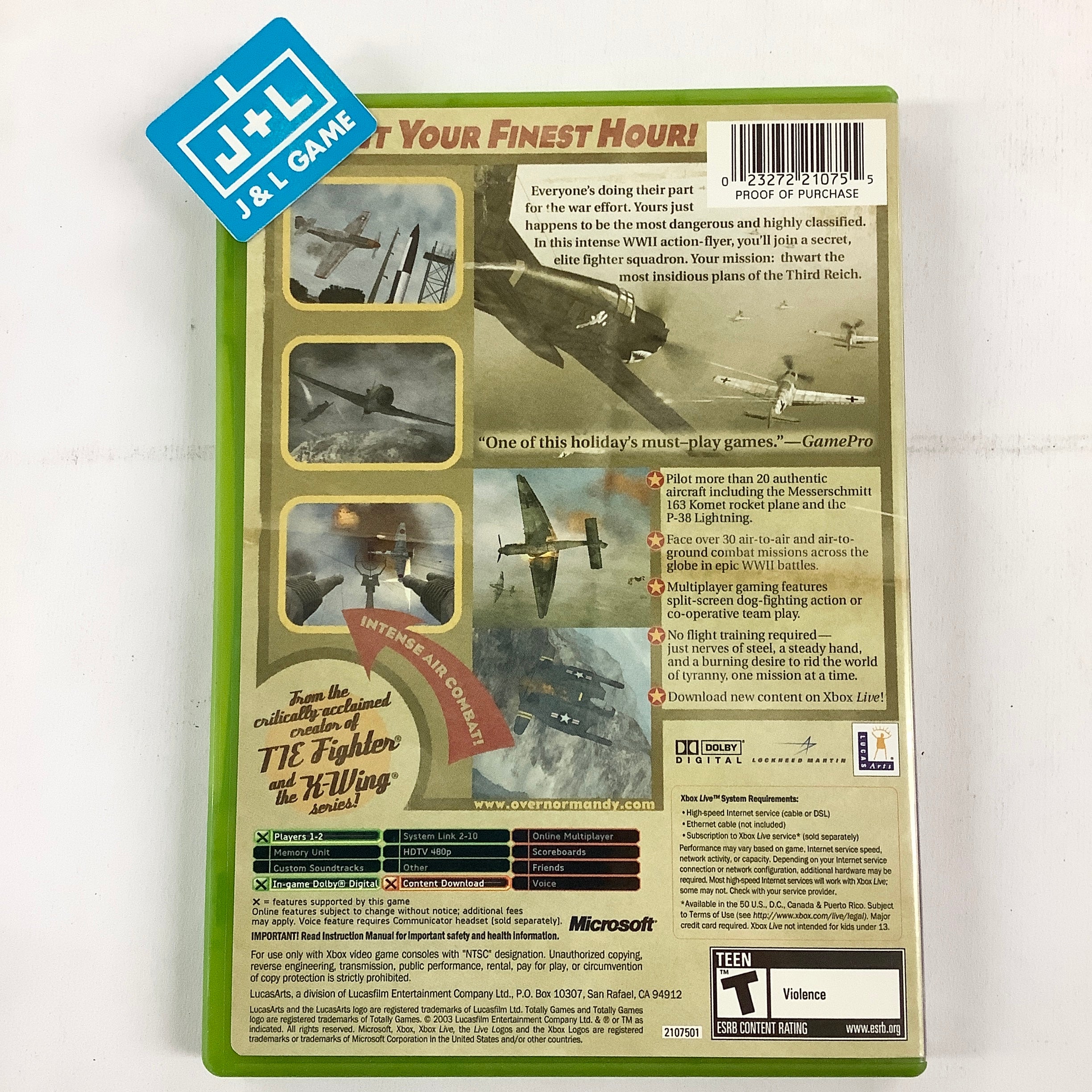 Secret Weapons Over Normandy - (XB) Xbox [Pre-Owned] Video Games LucasArts   