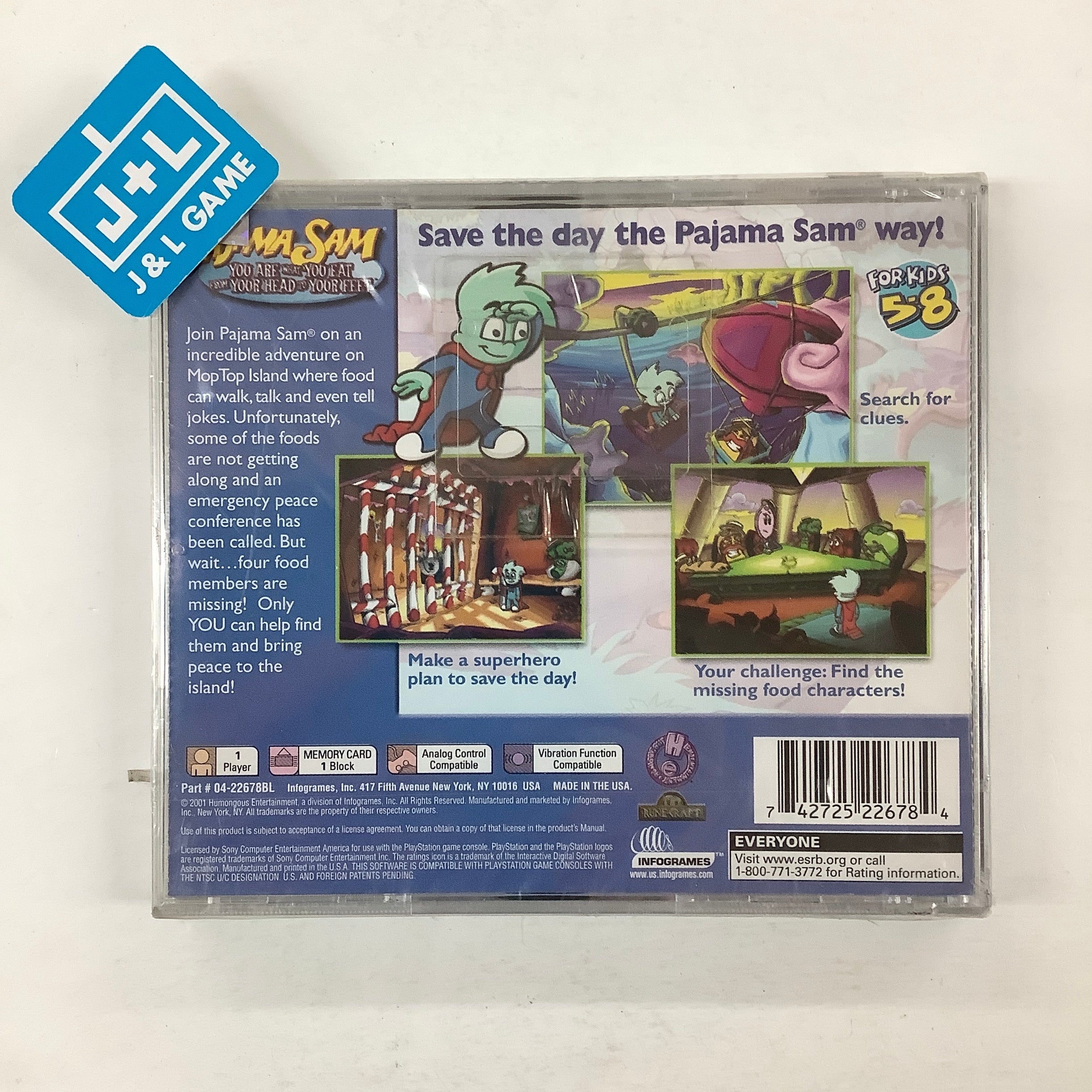 Pajama Sam: You are What you Eat from Your Head to Your Feet - (PS1) PlayStation 1 Video Games Infogrames   