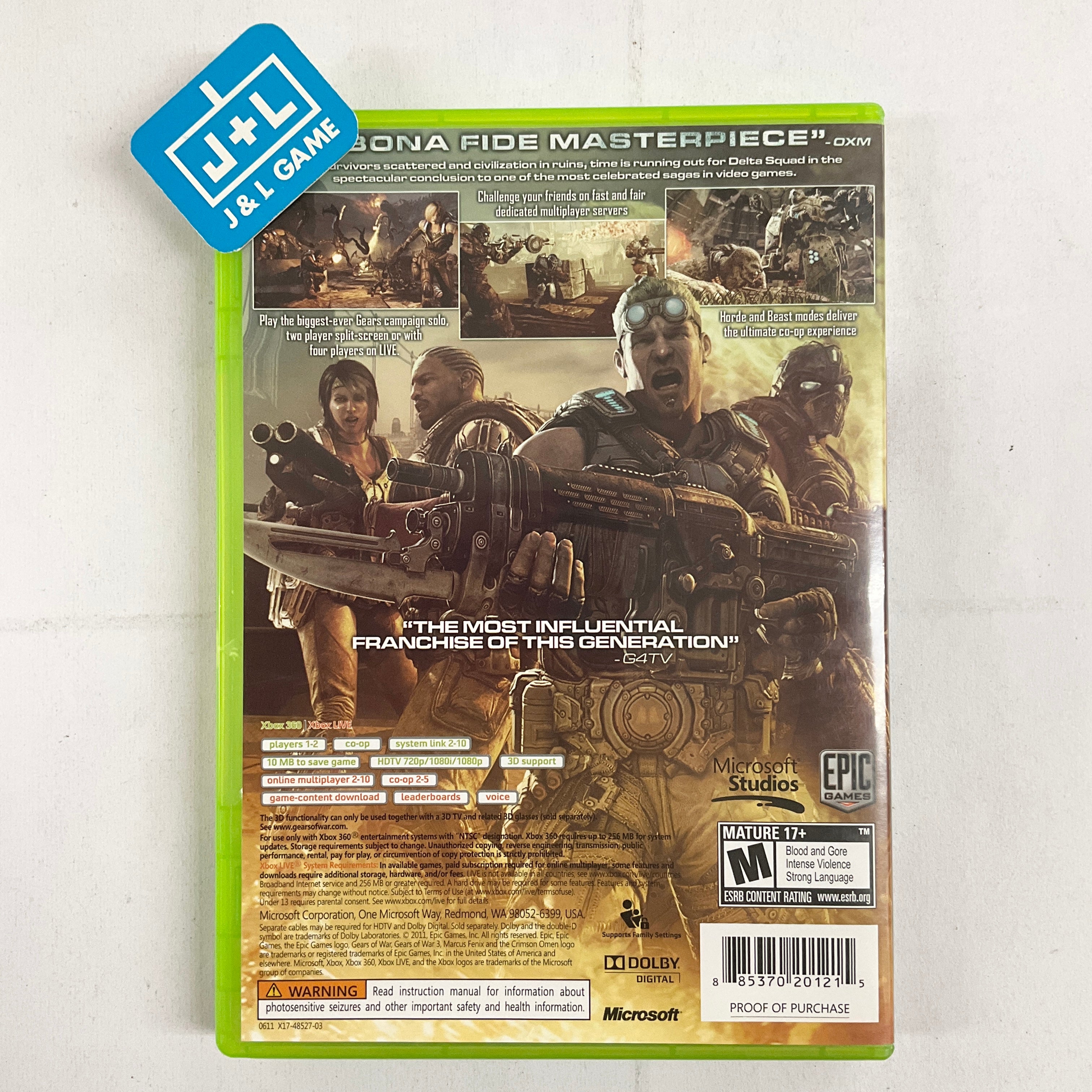 Gears of War 3 - Xbox 360 [Pre-Owned] Video Games Microsoft Game Studios   