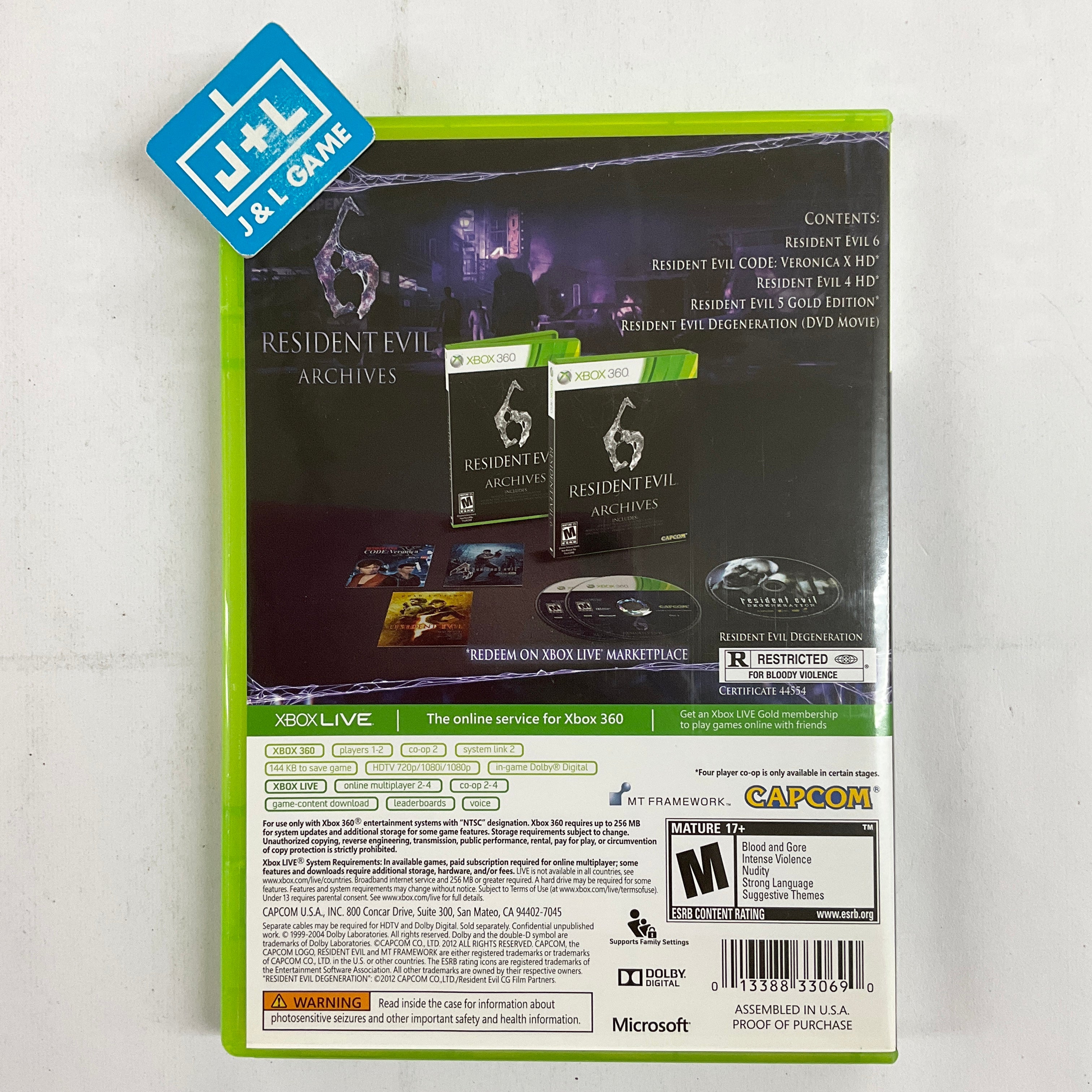 Resident Evil 6 Archives - Xbox 360 [Pre-Owned] Video Games Capcom   