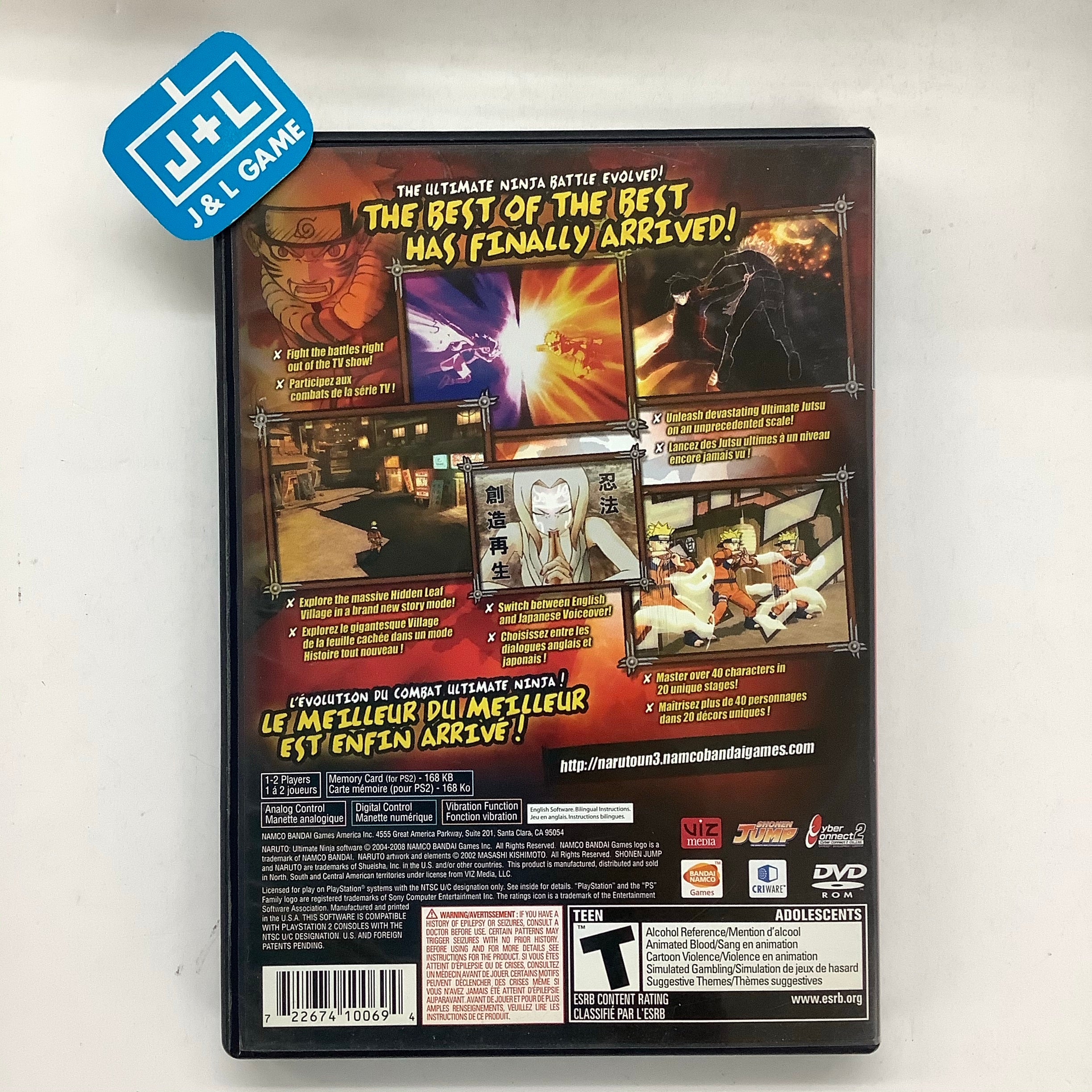 Naruto: Ultimate Ninja 3 - (PS2) PlayStation 2 [Pre-Owned] Video Games Namco Bandai Games   