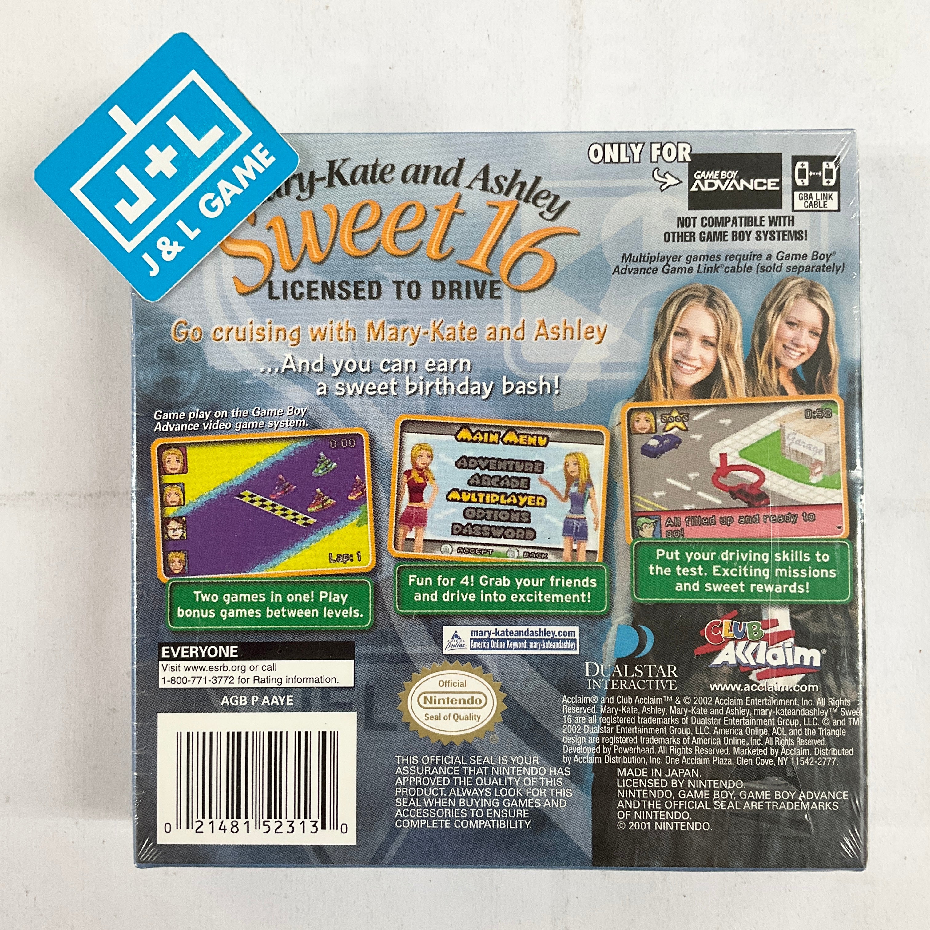 Mary-Kate and Ashley: Sweet 16 - Licensed to Drive - (GBA) Game Boy Advance Video Games Acclaim   