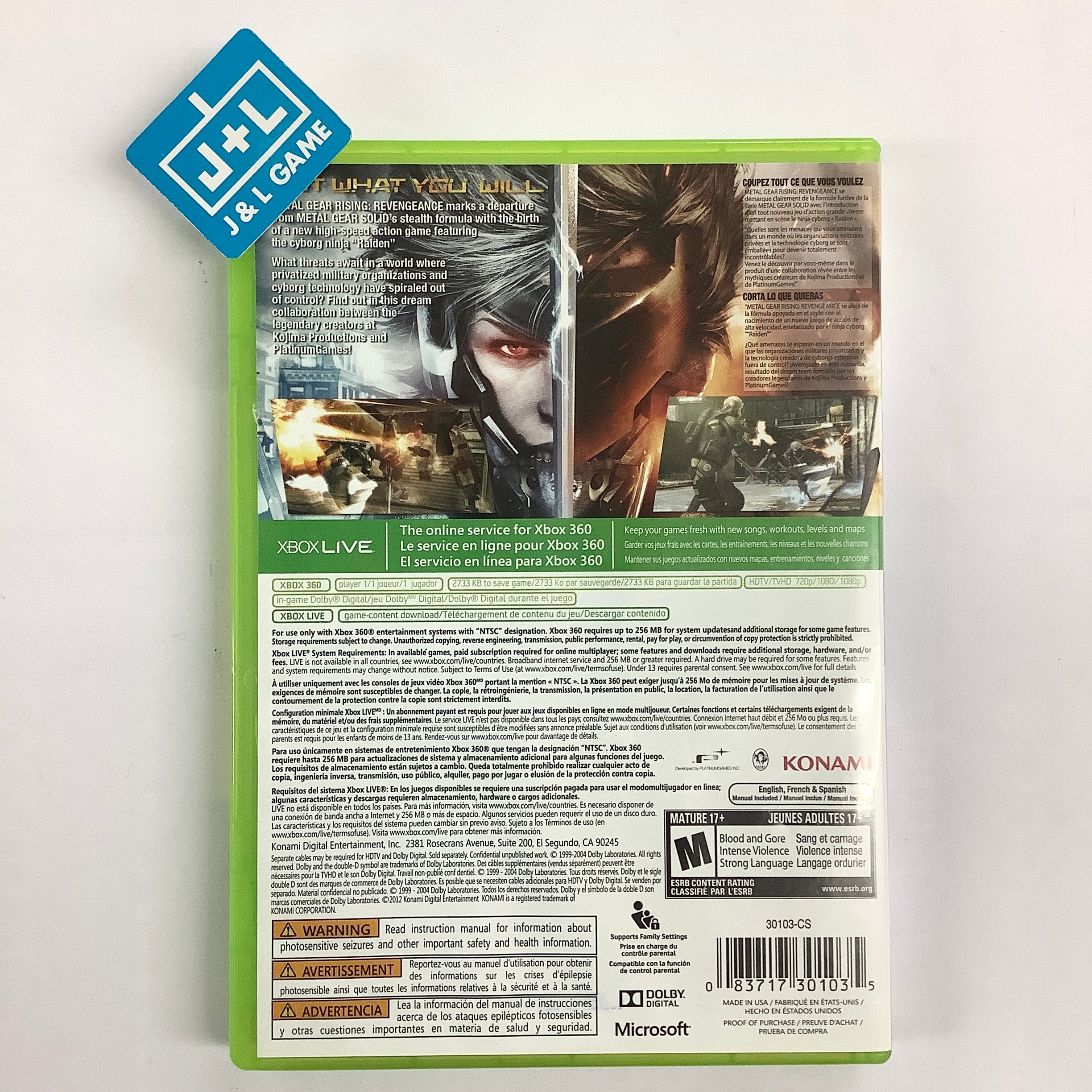 Metal Gear Rising: Revengeance - Xbox 360 [Pre-Owned] Video Games Konami   